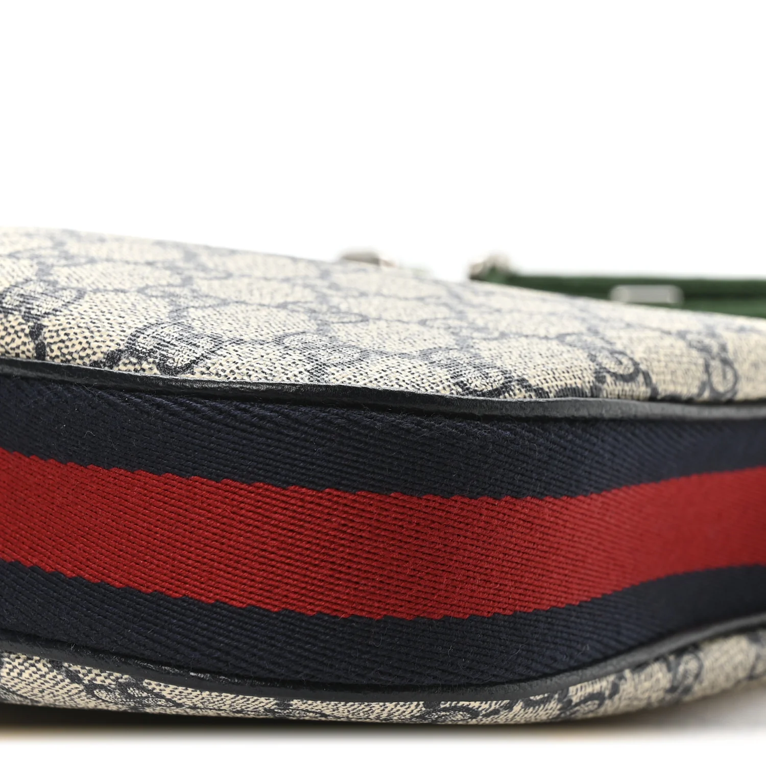 GG Supreme Monogram Textured Calfskin Web Small Attache Shoulder Bag Beige Blue - Image 18