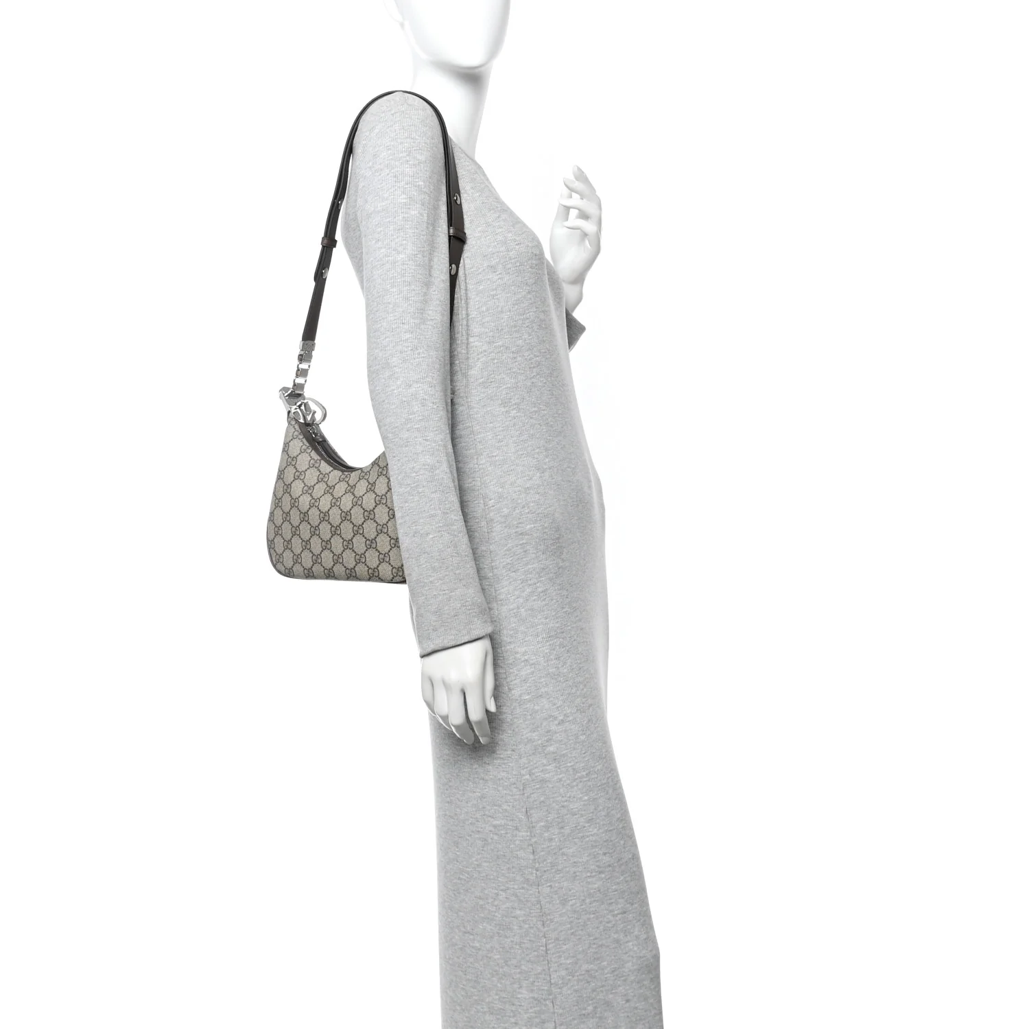 GG Supreme Monogram Textured Calfskin Web Small Attache Shoulder Bag Beige Ebony New Acero - Image 2