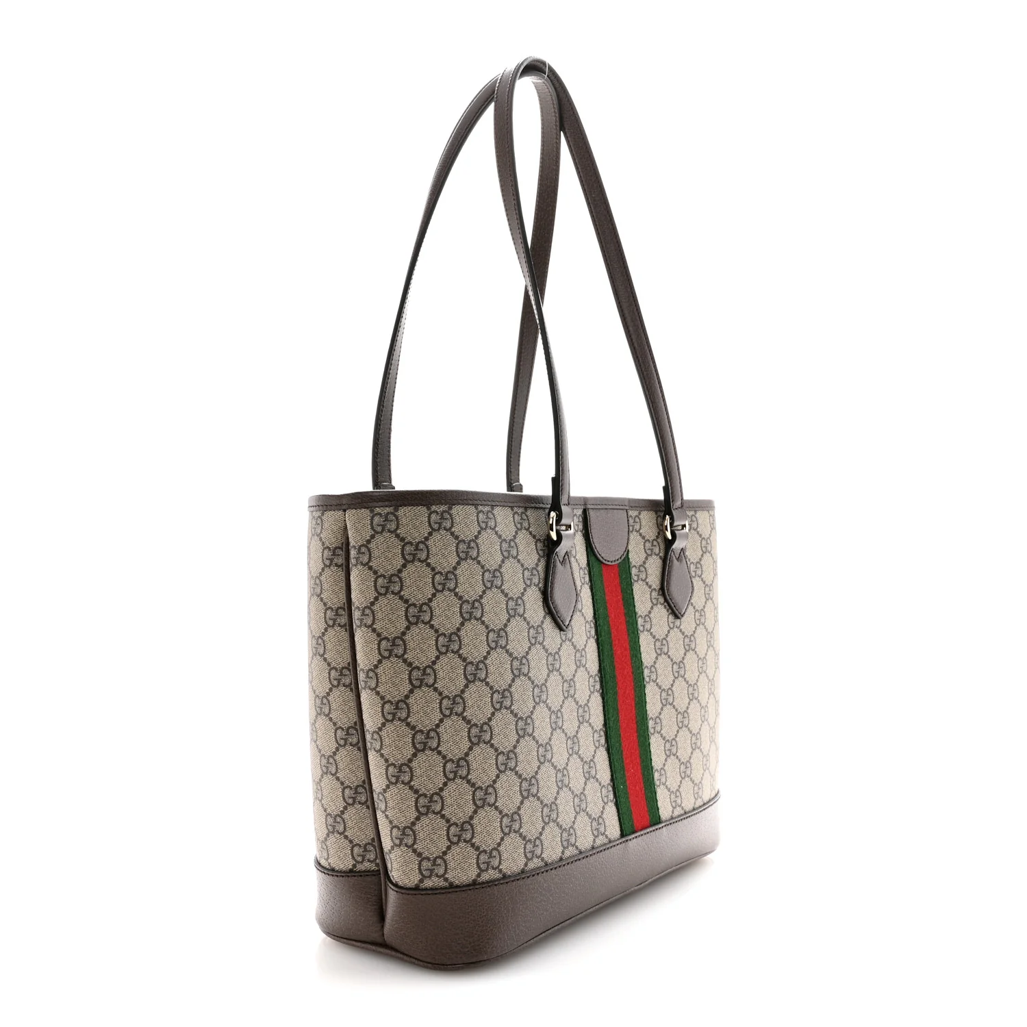 GG Supreme Monogram Textured Calfskin Web Small Ophidia Shoulder Tote Bag Beige Ebony New Acero - Image 3