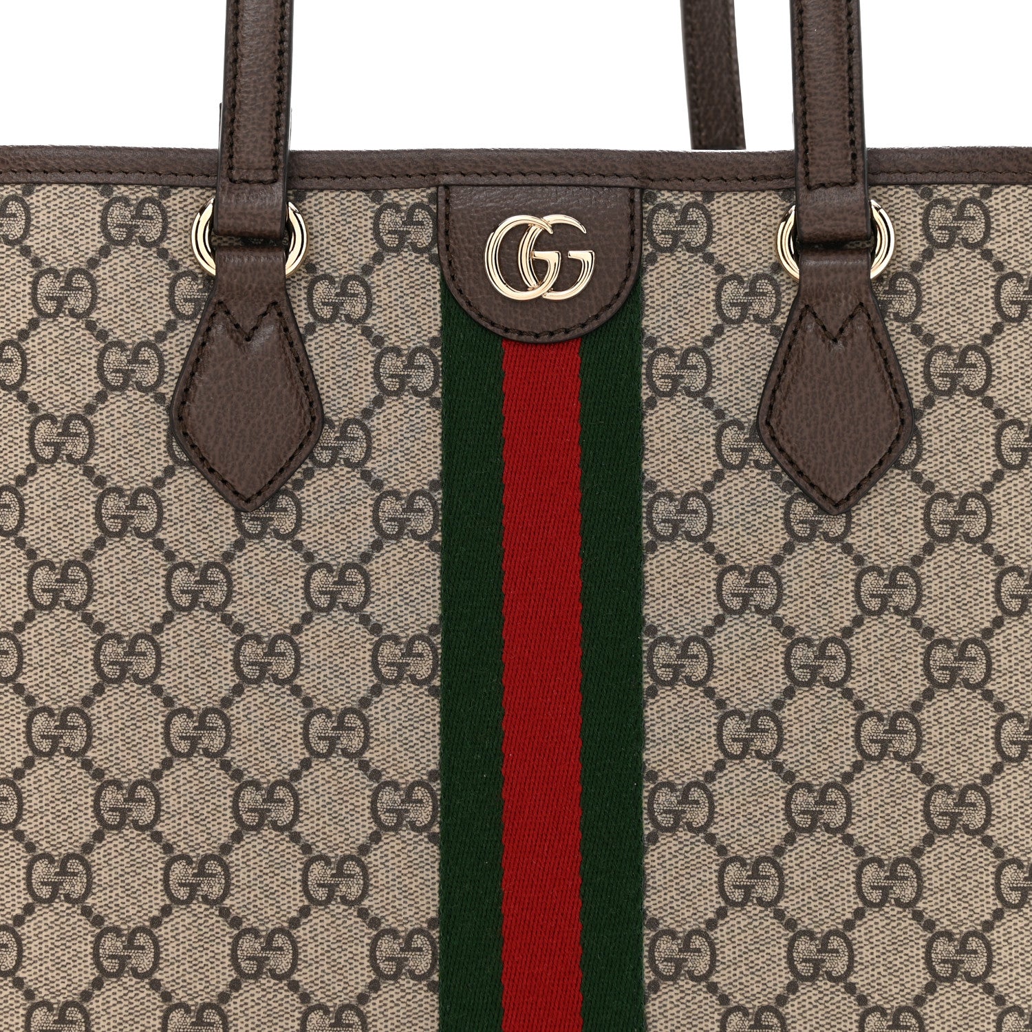GG Supreme Monogram Textured Calfskin Web Small Ophidia Shoulder Tote Bag Beige Ebony New Acero - Image 8