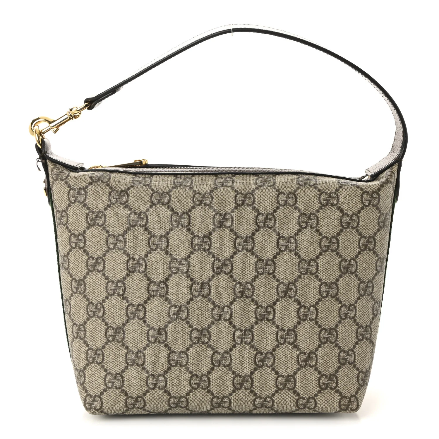 GG Supreme Monogram Textured Calfskin Web Super Mini Ophidia Shoulder Bag Beige Ebony New Acero