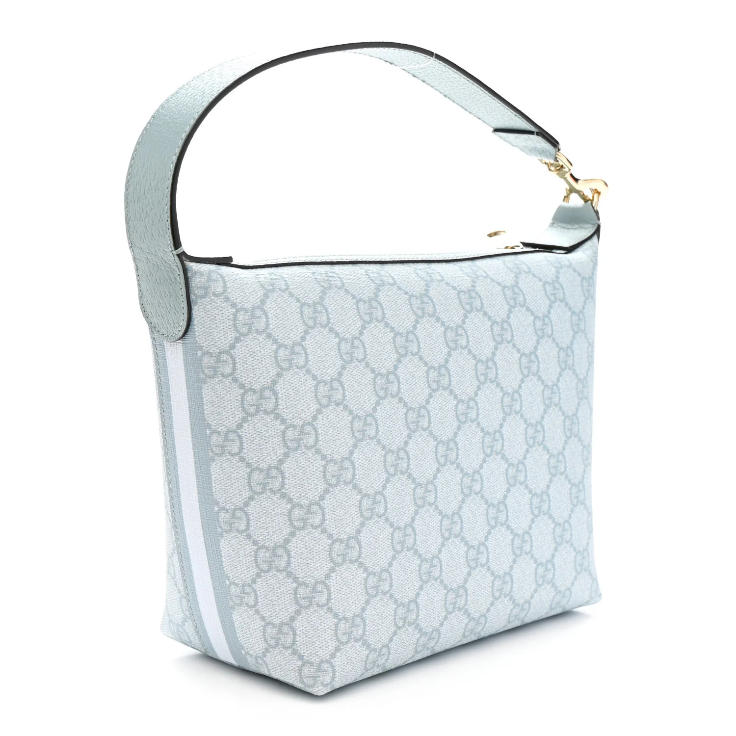 GG Supreme Monogram Textured Calfskin Web Super Mini Ophidia Shoulder Bag Dusty Blue - Image 3