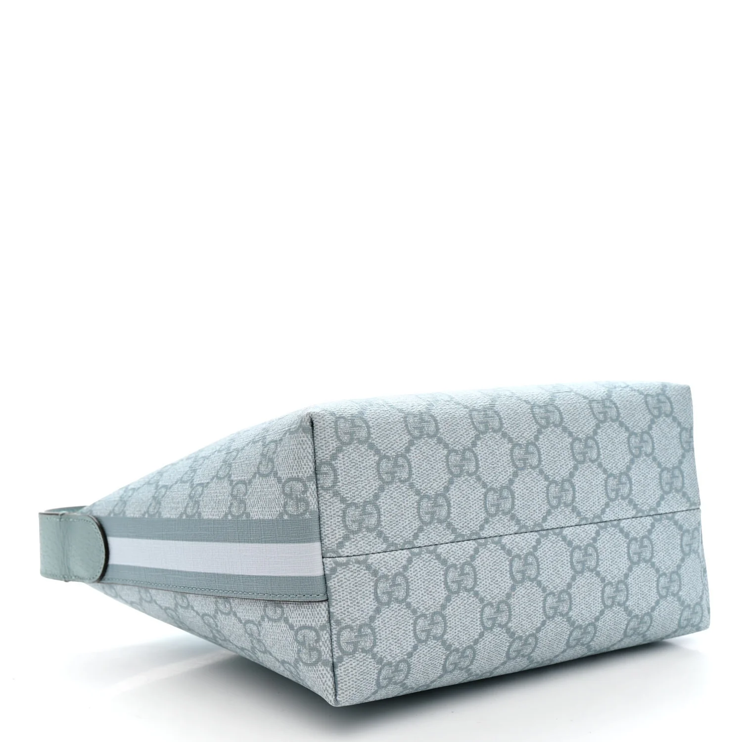 GG Supreme Monogram Textured Calfskin Web Super Mini Ophidia Shoulder Bag Dusty Blue - Image 4