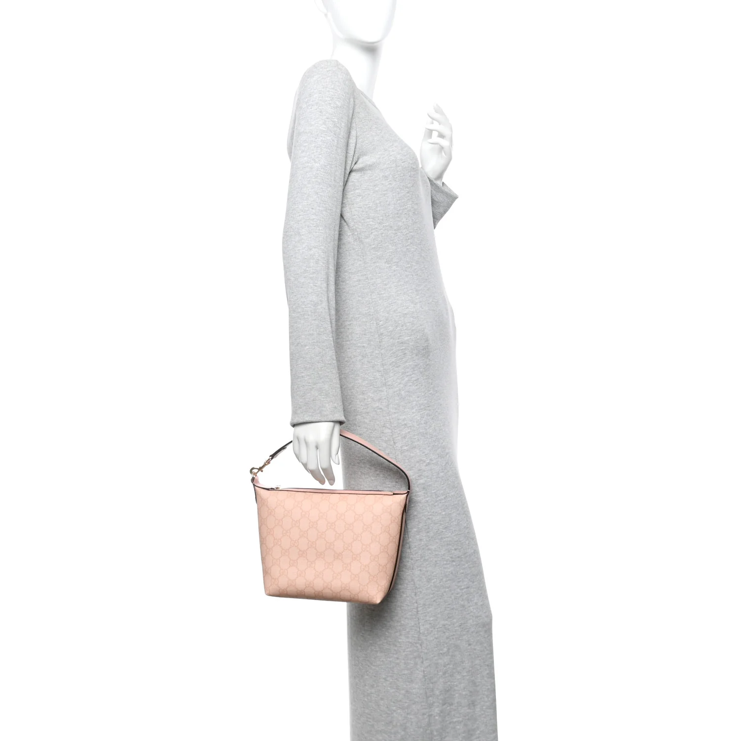 GG Supreme Monogram Textured Calfskin Web Super Mini Ophidia Shoulder Bag Pink - Image 2