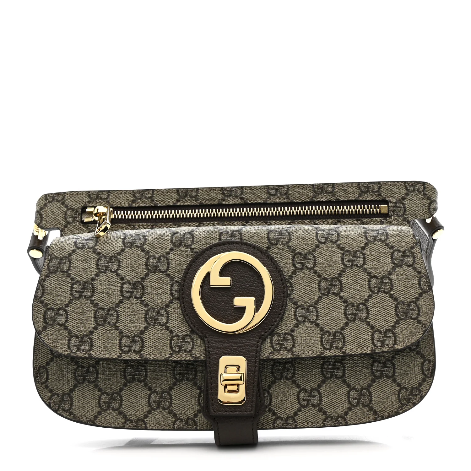 GG Supreme Monogram Textured Dollar Calfskin Blondie Belt Bag Beige Ebony New Acero