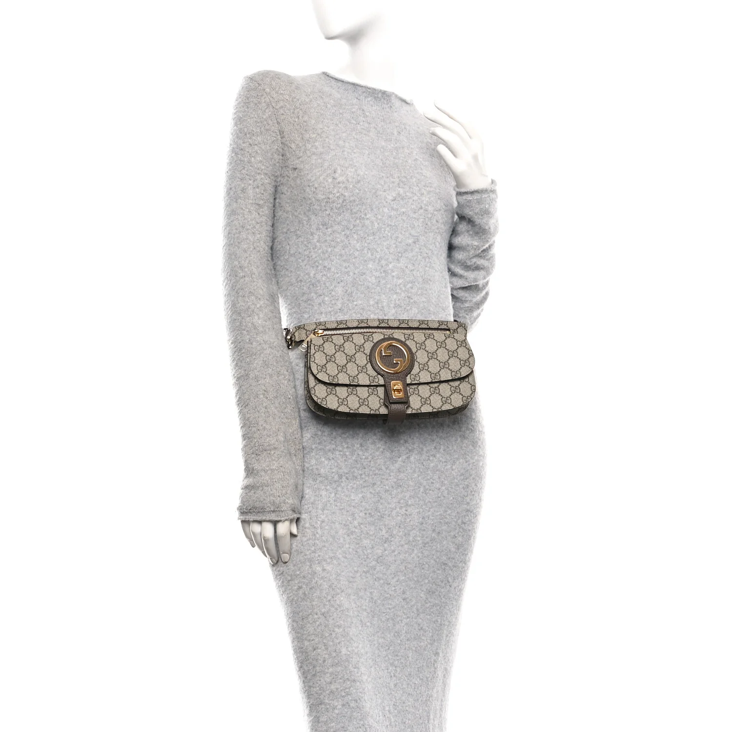 GG Supreme Monogram Textured Dollar Calfskin Blondie Belt Bag Beige Ebony New Acero - Image 2