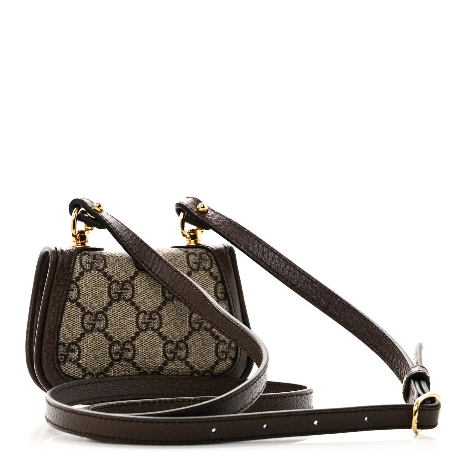 GG Supreme Monogram Textured Dollar Calfskin Blondie Card Case Wallet with Strap Beige Ebony New Acero - Image 3