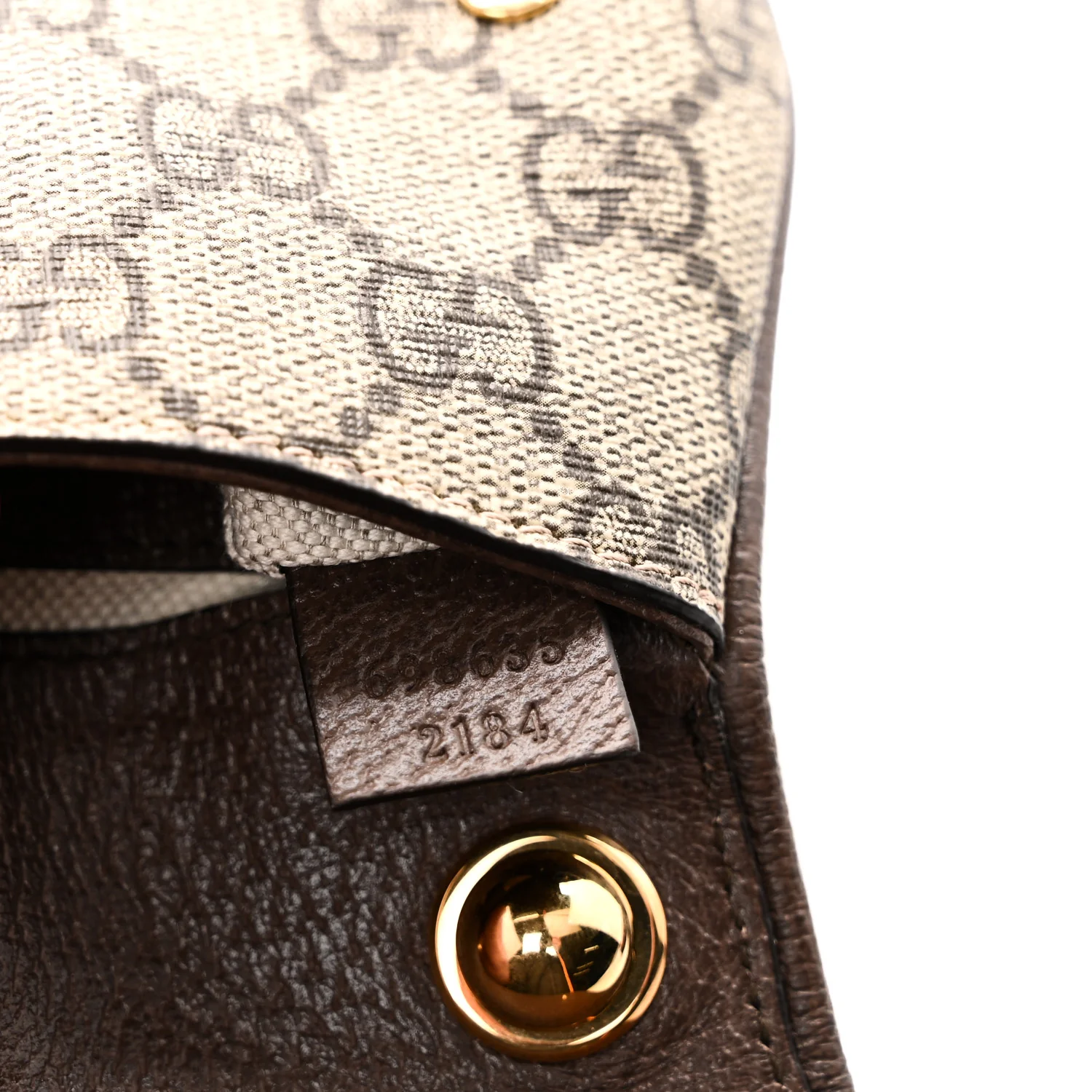 GG Supreme Monogram Textured Dollar Calfskin Blondie Card Case Wallet with Strap Beige Ebony New Acero - Image 7