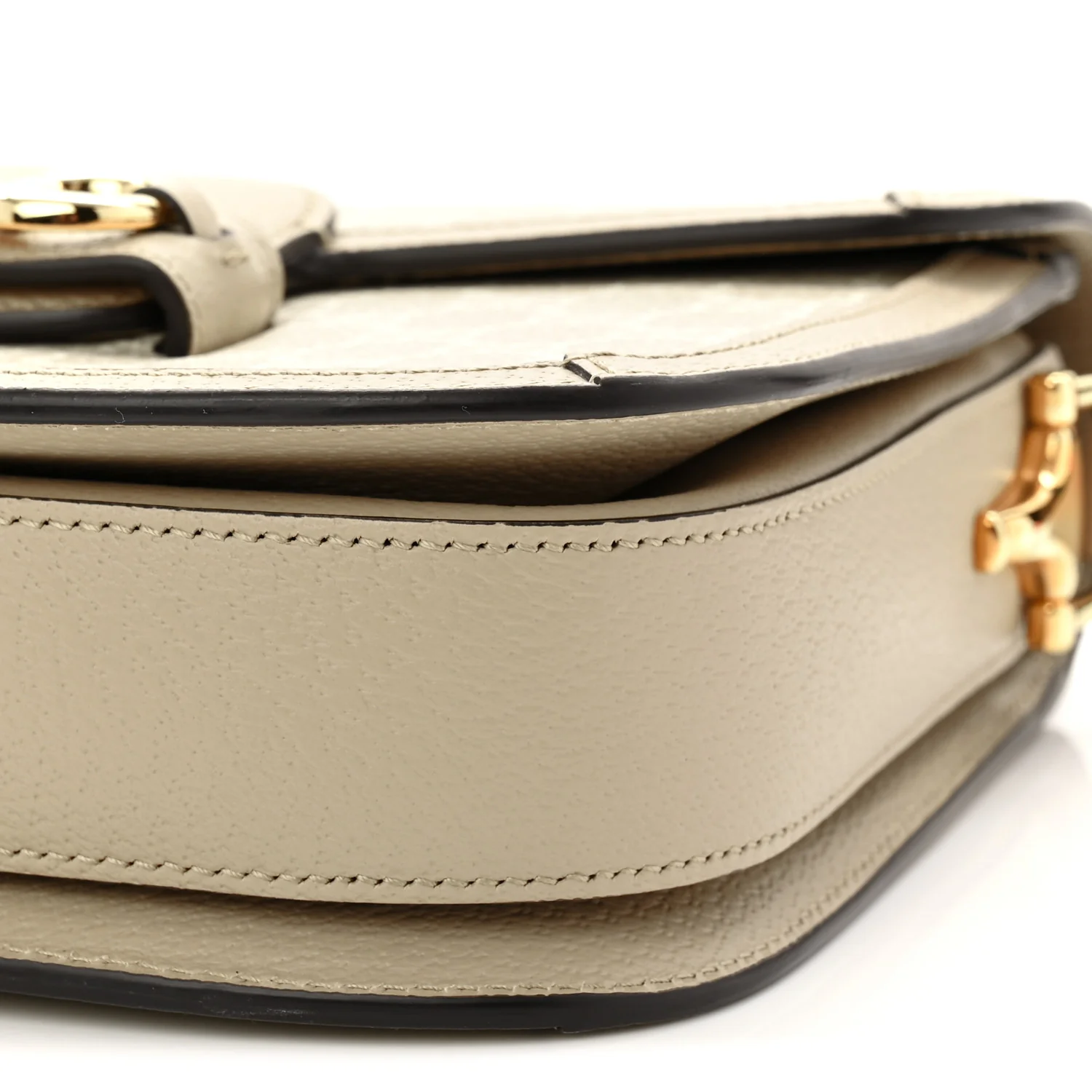 GG Supreme Monogram Textured Dollar Calfskin Horsebit 1955 Shoulder Bag Beige Mystic White Oatmeal - Image 10