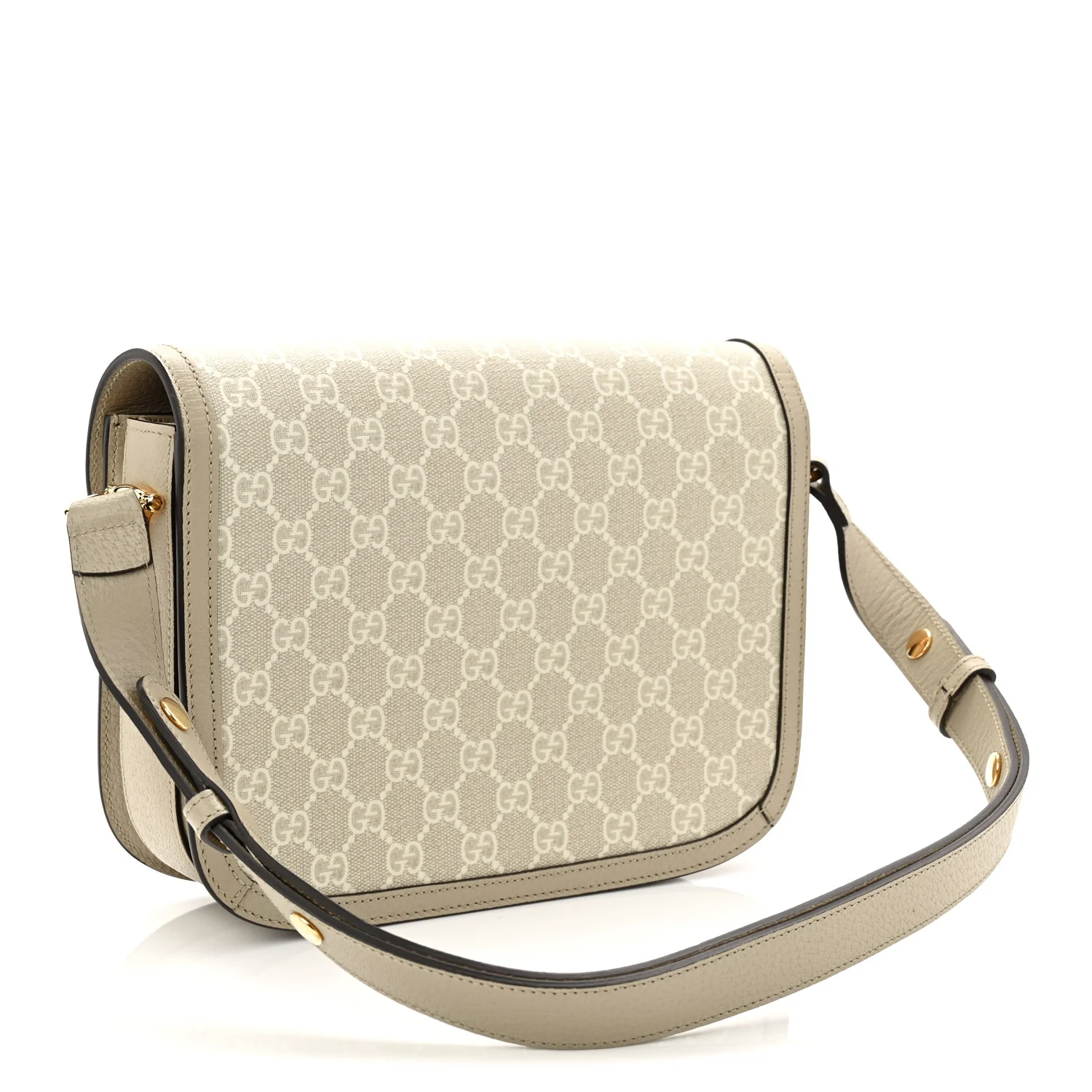 GG Supreme Monogram Textured Dollar Calfskin Horsebit 1955 Shoulder Bag Beige Mystic White Oatmeal - Image 3