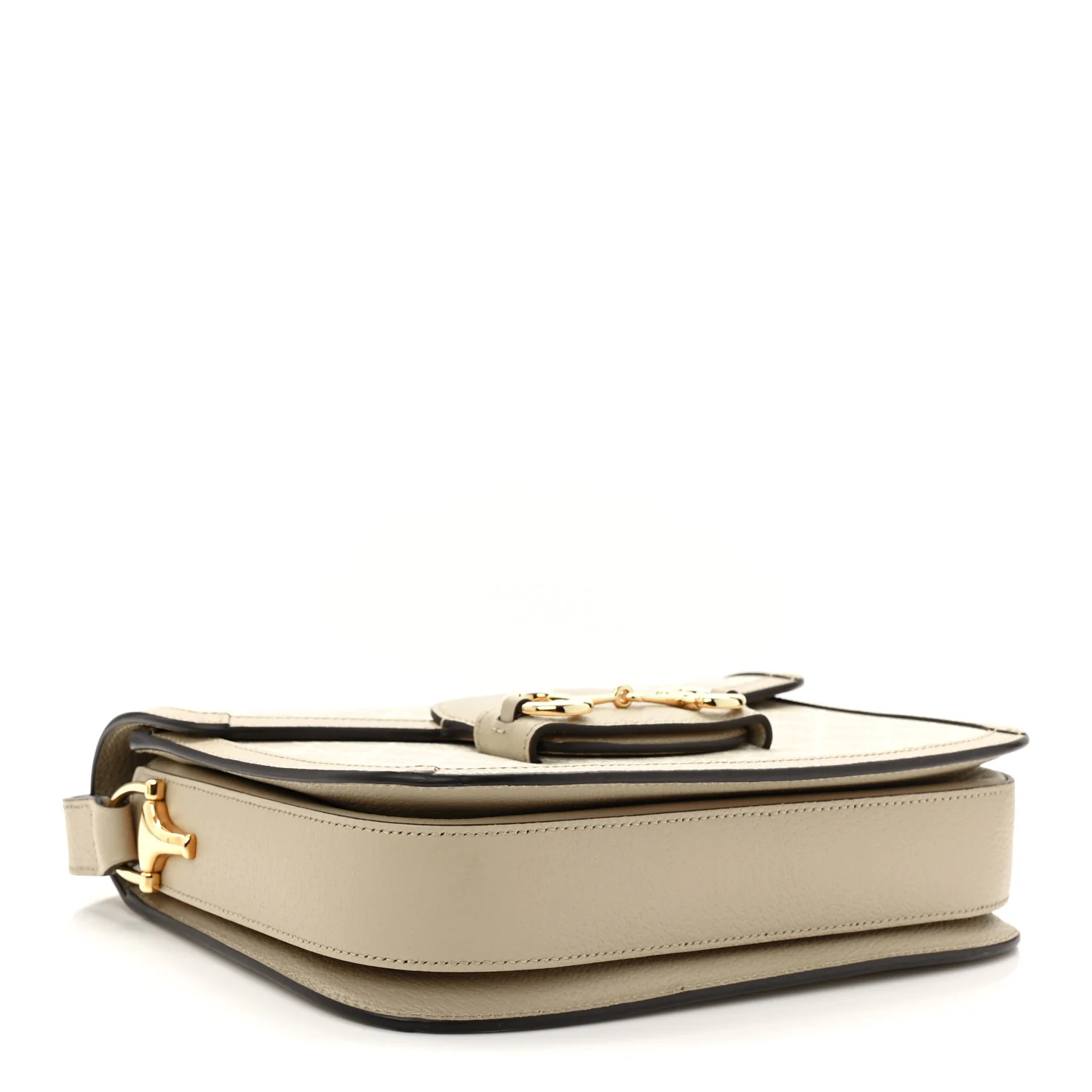 GG Supreme Monogram Textured Dollar Calfskin Horsebit 1955 Shoulder Bag Beige Mystic White Oatmeal - Image 4