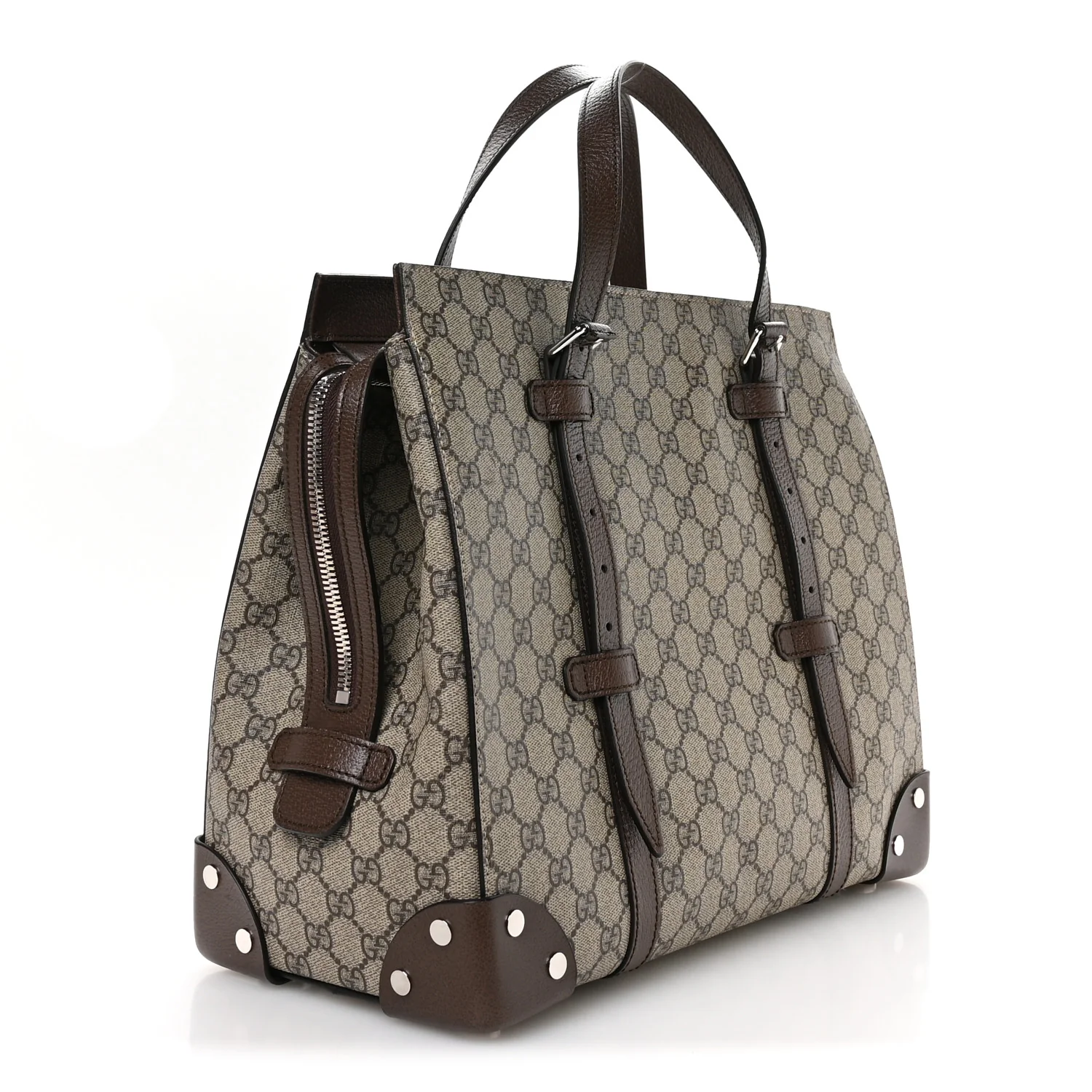 GG Supreme Monogram Textured Dollar Calfskin Medium Detail Tote Beige Ebony New Acero - Image 3