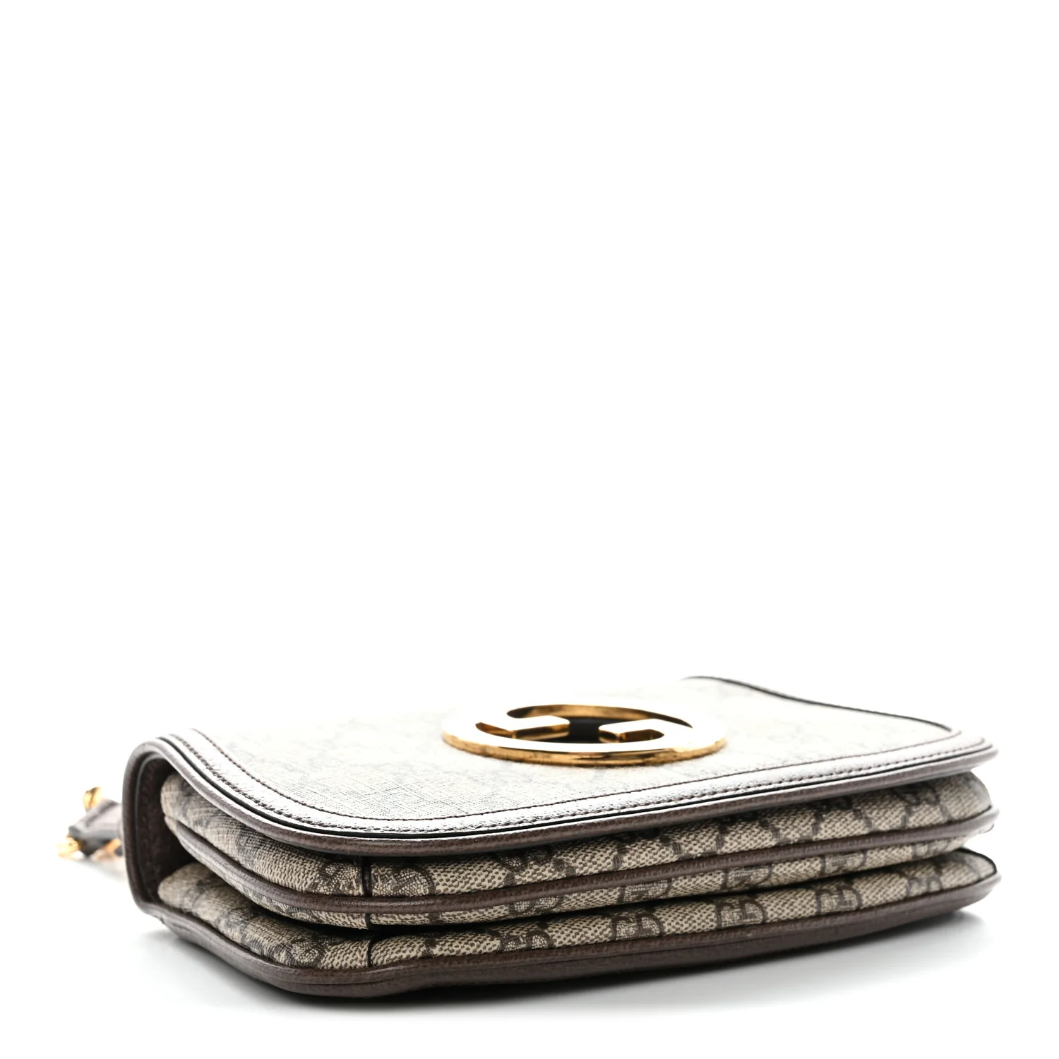GG Supreme Monogram Textured Dollar Calfskin Mini Blondie Chain Shoulder Flap Bag Beige Ebony New Acero - Image 4