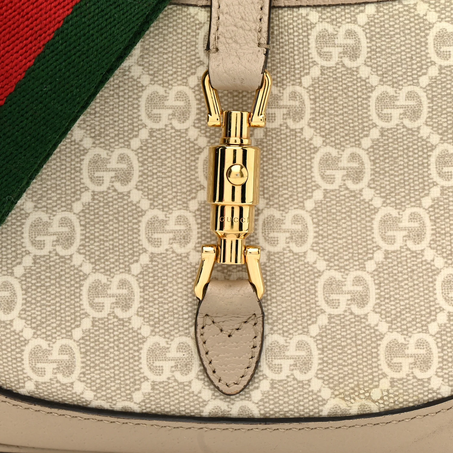 GG Supreme Monogram Textured Dollar Calfskin Mini Jackie 1961 Hobo Beige Mystic White Oatmeal - Image 9