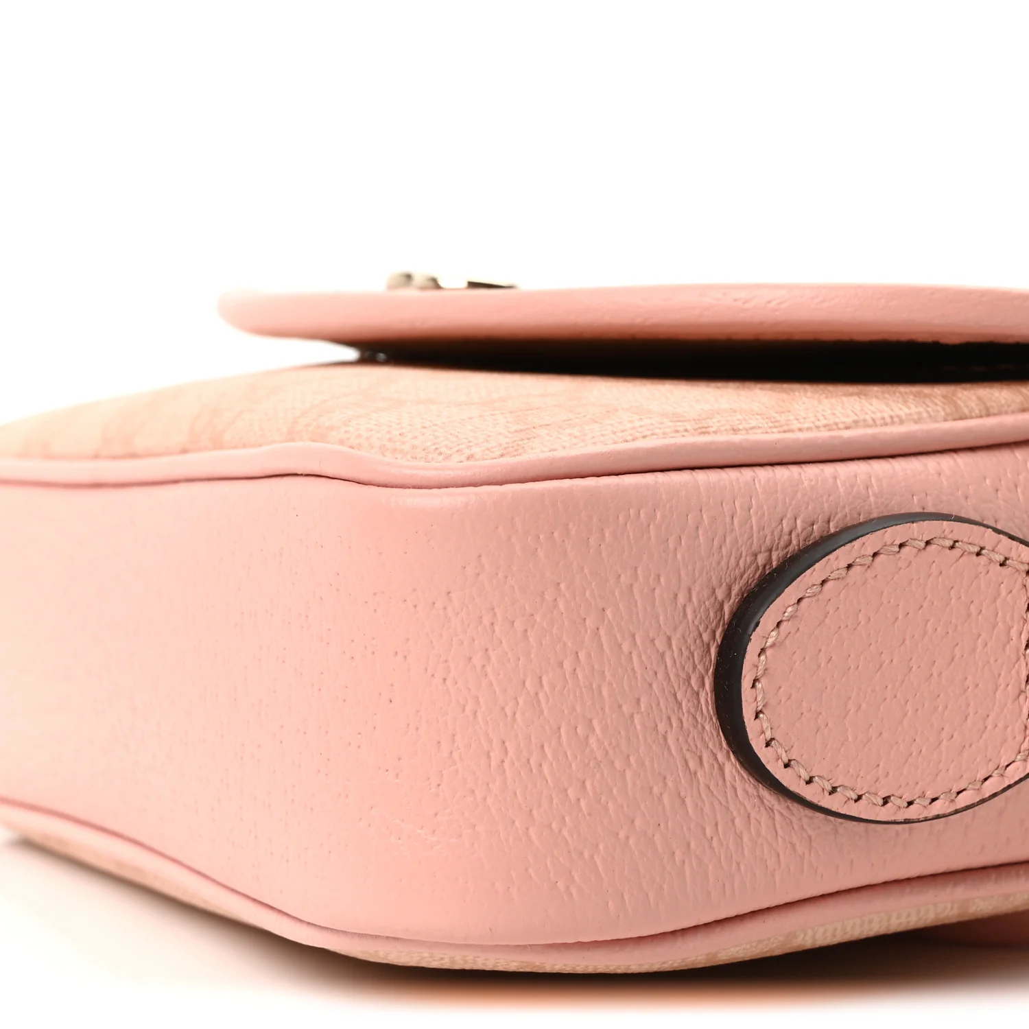 GG Supreme Monogram Textured Dollar Calfskin Mini Ophidia Flap Shoulder Bag Rose Pink - Image 10