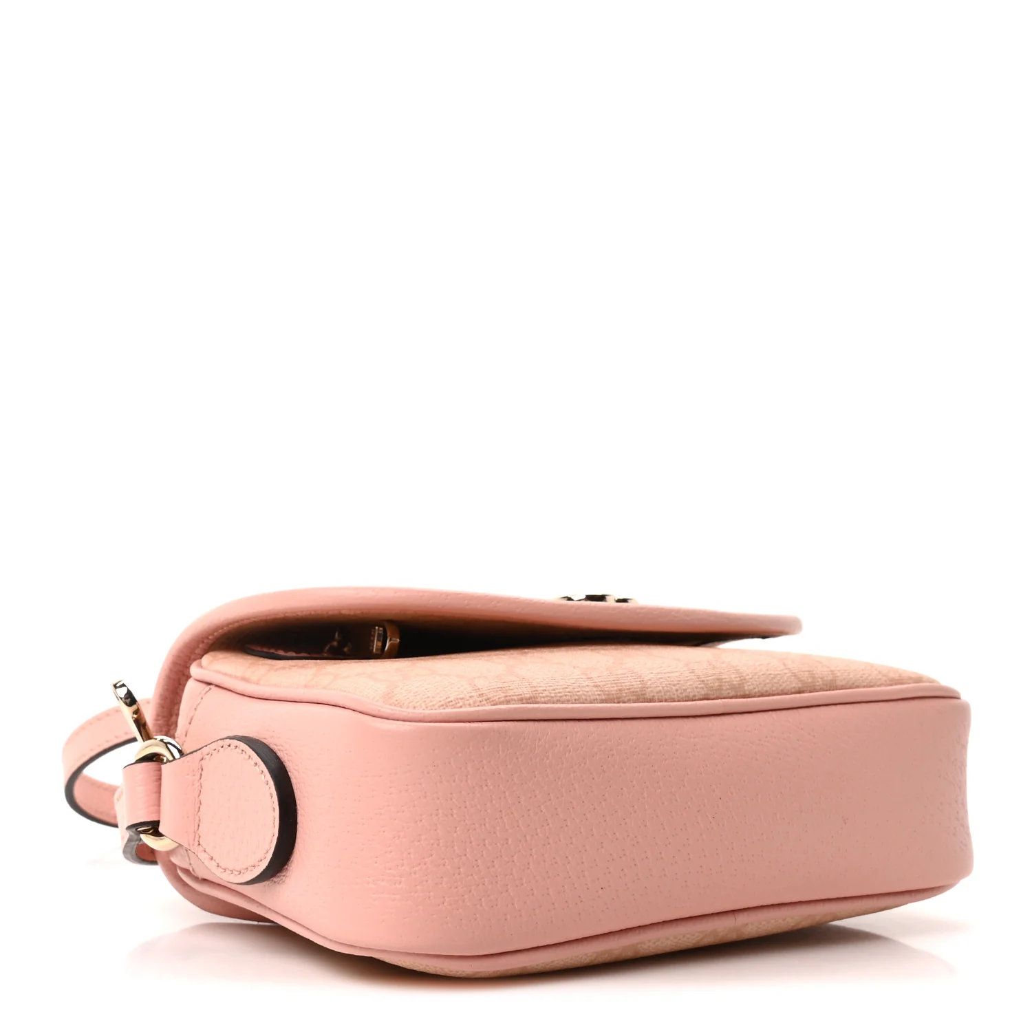 GG Supreme Monogram Textured Dollar Calfskin Mini Ophidia Flap Shoulder Bag Rose Pink - Image 4
