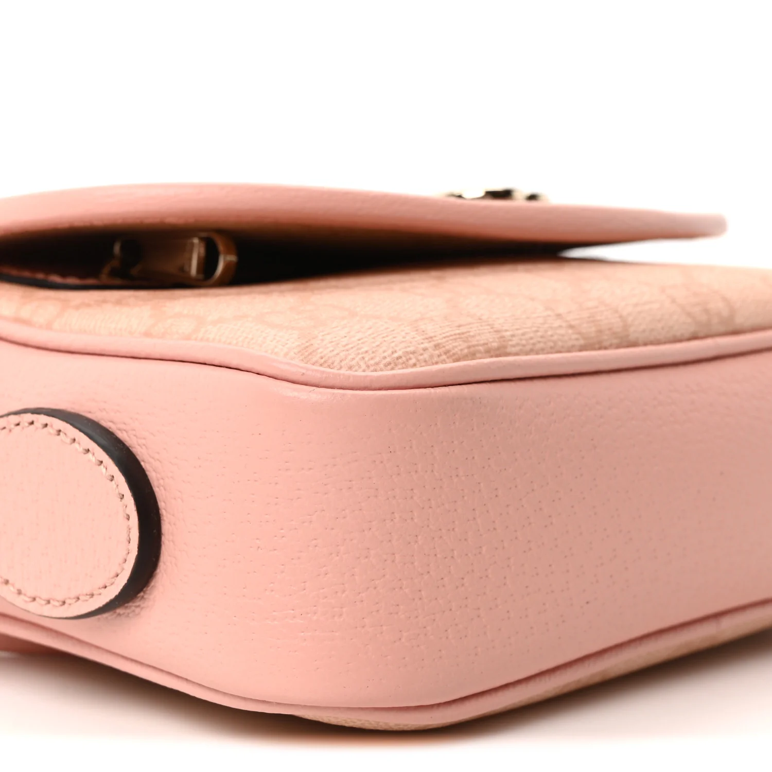 GG Supreme Monogram Textured Dollar Calfskin Mini Ophidia Flap Shoulder Bag Rose Pink - Image 9