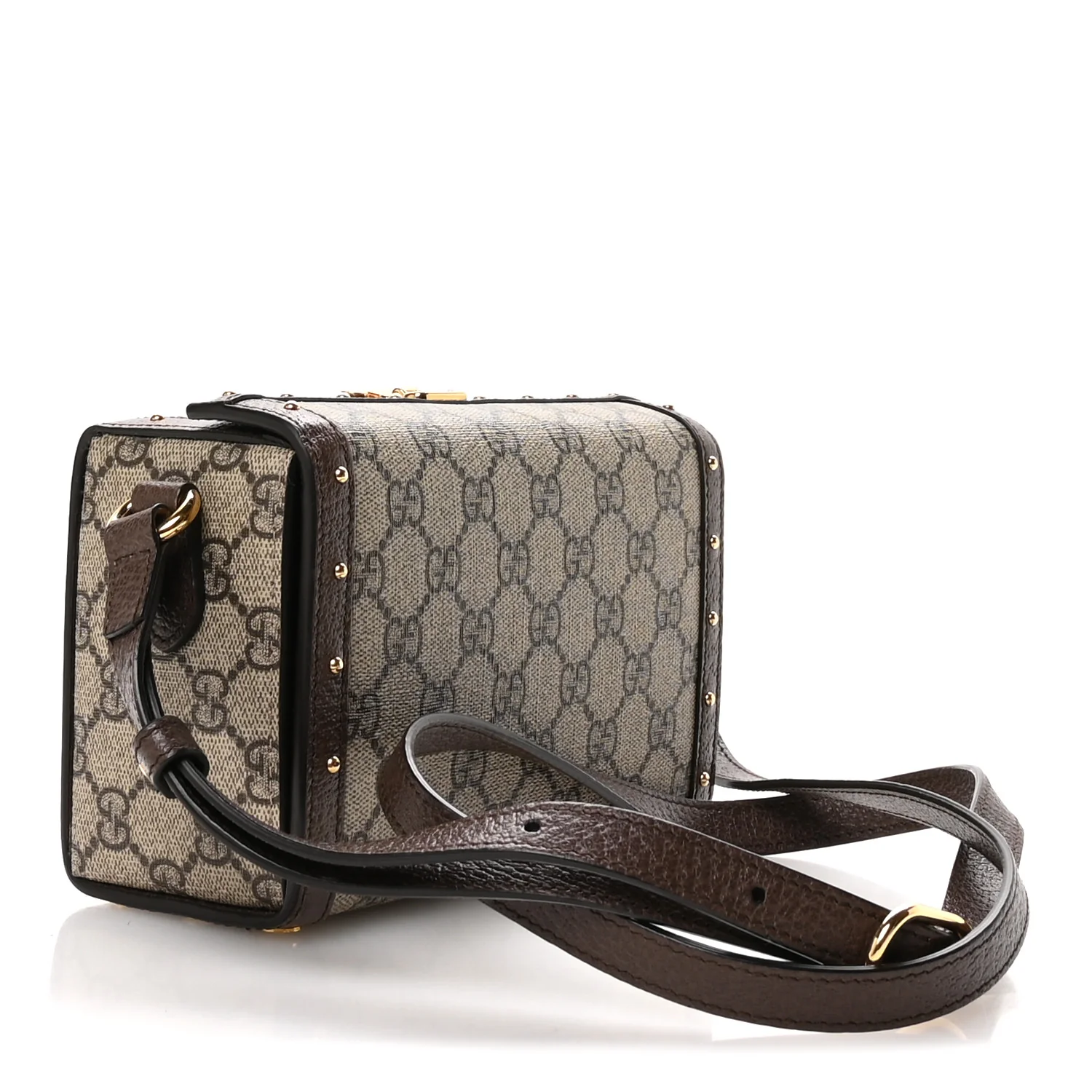 GG Supreme Monogram Textured Dollar Calfskin Mini Trunk Shoulder Bag Beige Ebony New Acero - Image 3