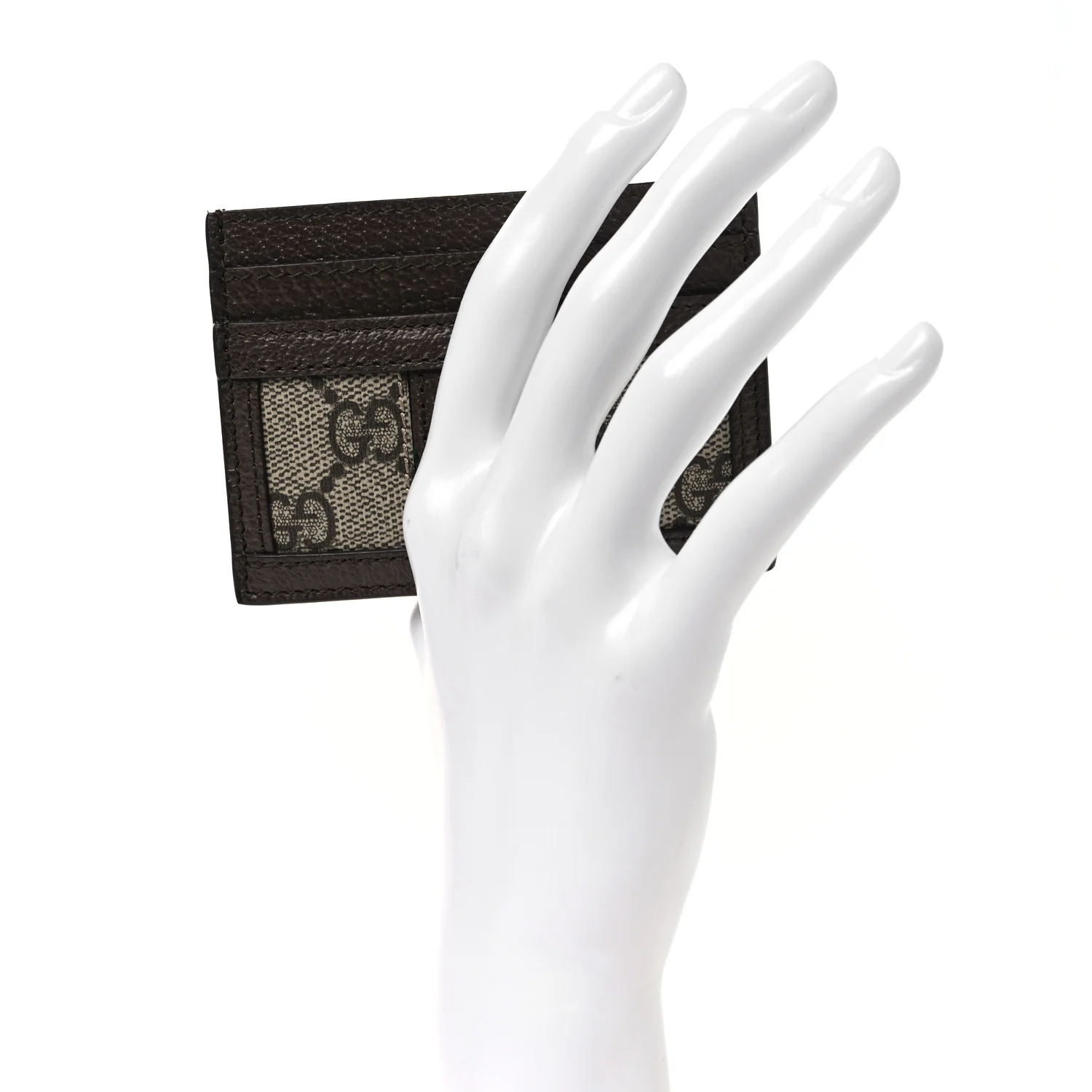 GG Supreme Monogram Textured Dollar Calfskin Ophidia Card Holder Beige Ebony New Acero - Image 2