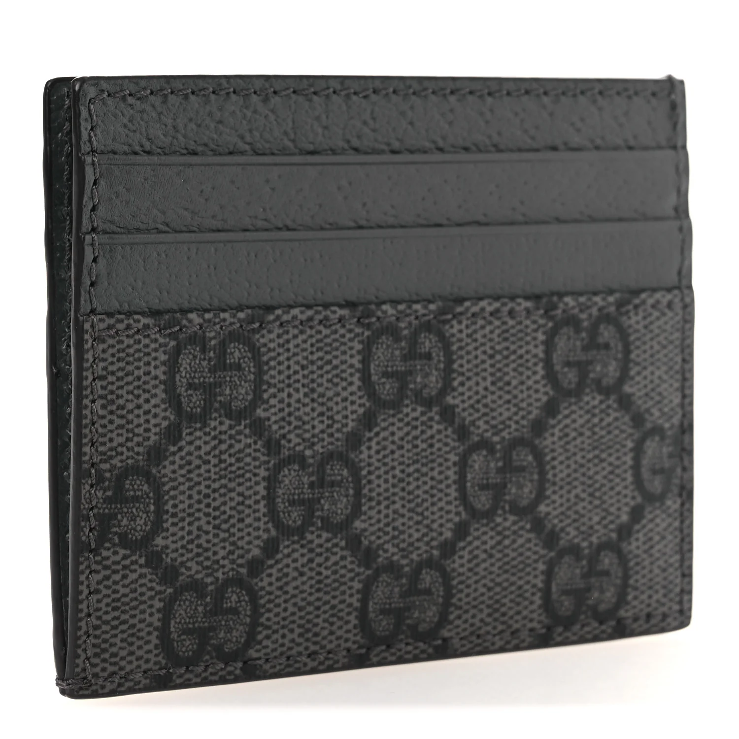 GG Supreme Monogram Textured Dollar Calfskin Ophidia Card Holder Grey Black Graphite Grey - Image 3
