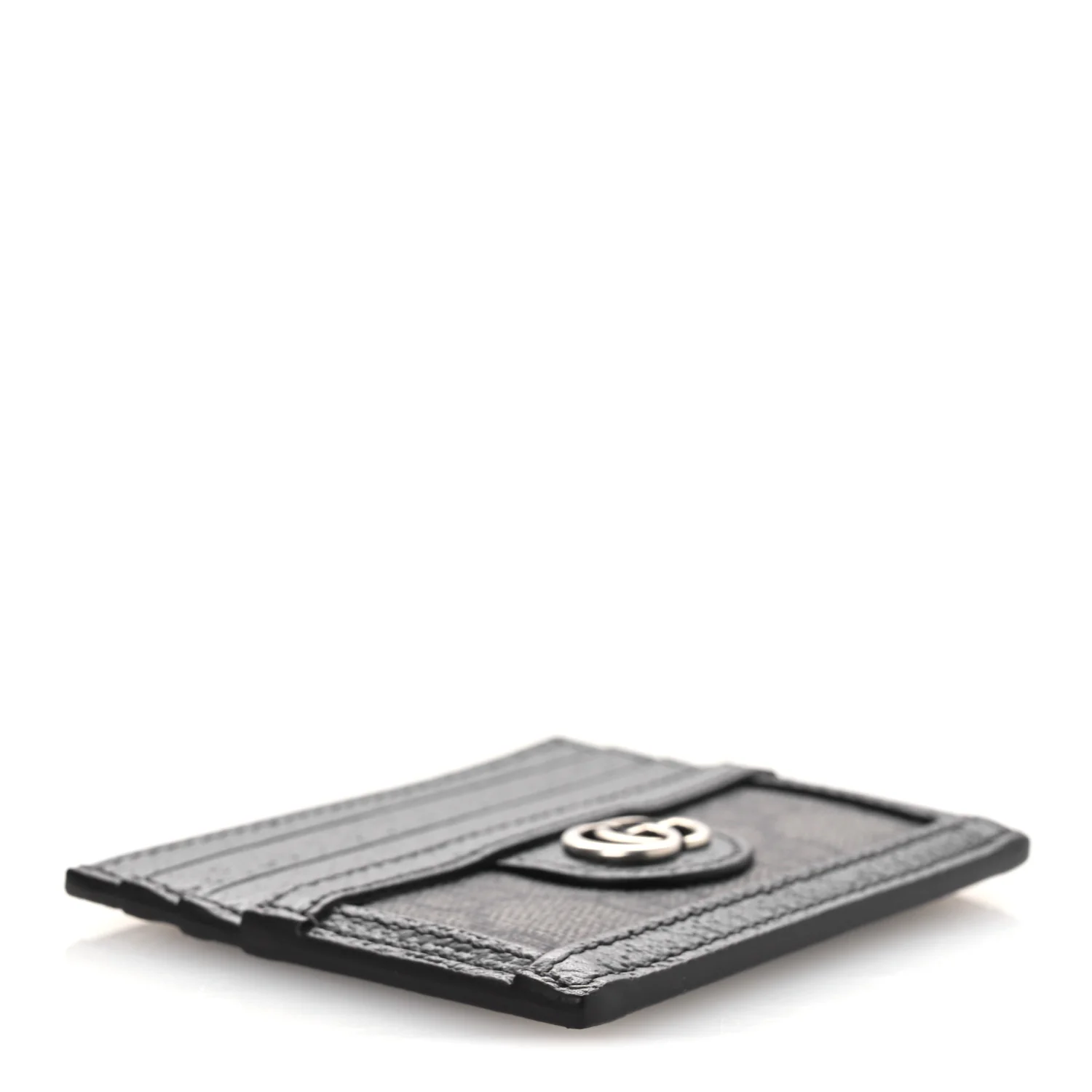 GG Supreme Monogram Textured Dollar Calfskin Ophidia Card Holder Grey Black Graphite Grey - Image 4