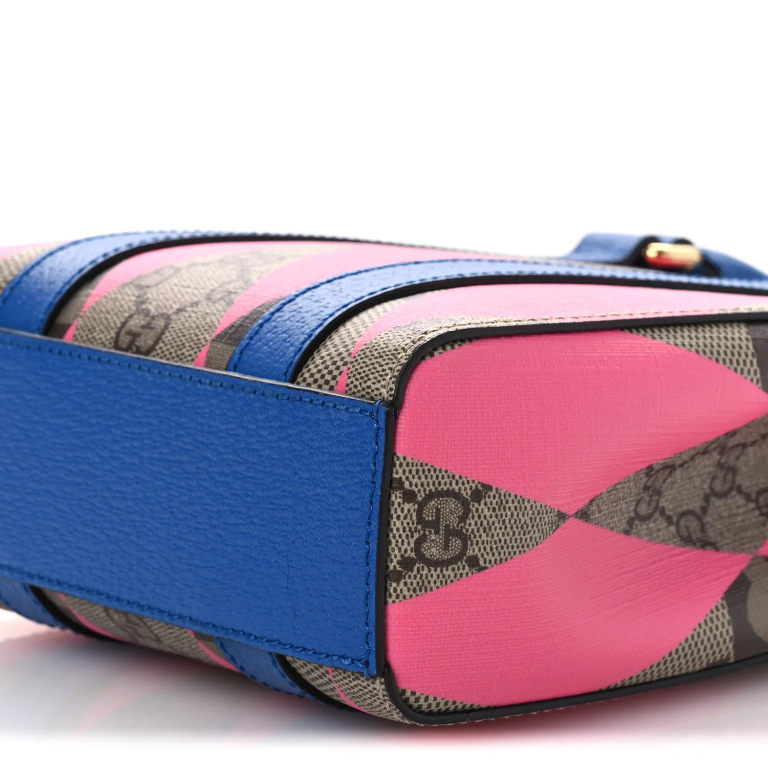 GG Supreme Monogram Textured Dollar Calfskin Rhombus Mini Tote Bag Beige Ebony Pink Blue - Image 10