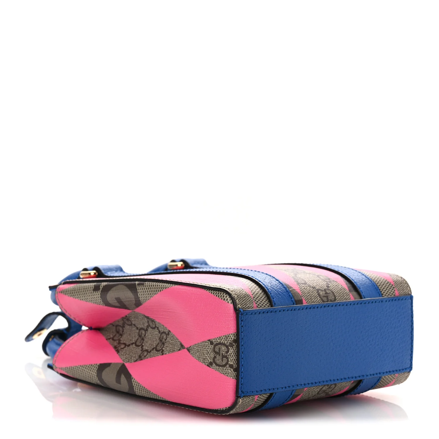 GG Supreme Monogram Textured Dollar Calfskin Rhombus Mini Tote Bag Beige Ebony Pink Blue - Image 4