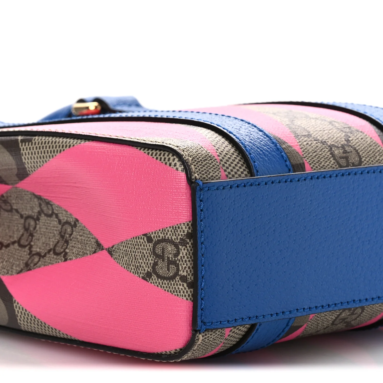 GG Supreme Monogram Textured Dollar Calfskin Rhombus Mini Tote Bag Beige Ebony Pink Blue - Image 9