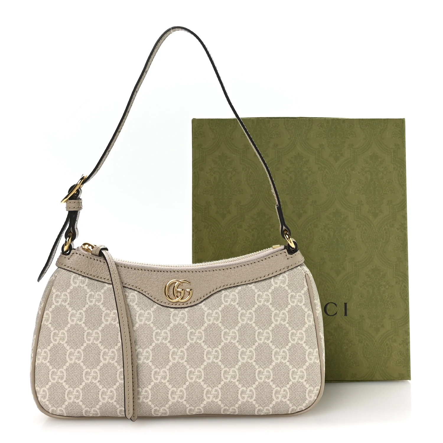 GG Supreme Monogram Textured Dollar Calfskin Small Ophidia Hobo Beige Mystic White Oatmeal - Image 21