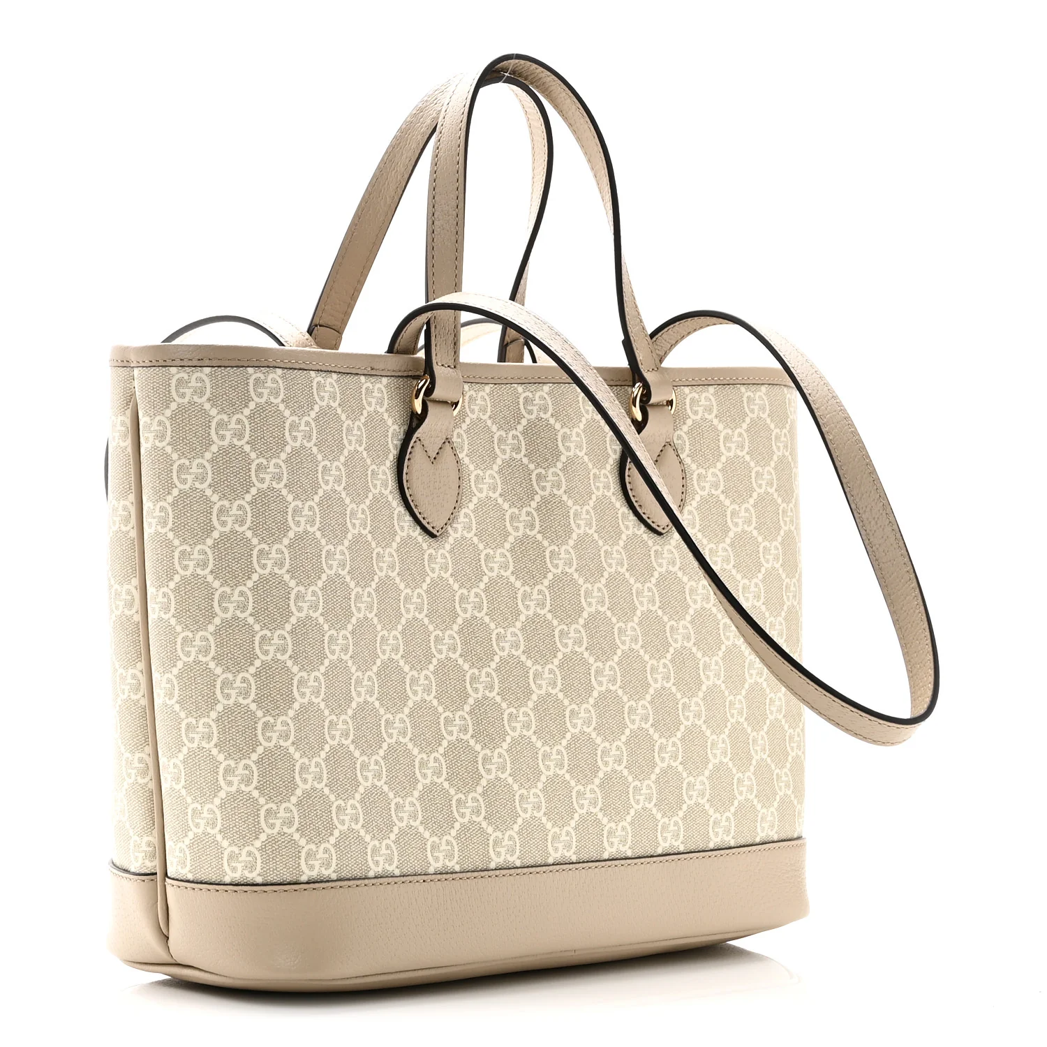 GG Supreme Monogram Textured Dollar Calfskin Small Ophidia Shoulder Tote Bag Beige Mystic White Oatmeal - Image 2