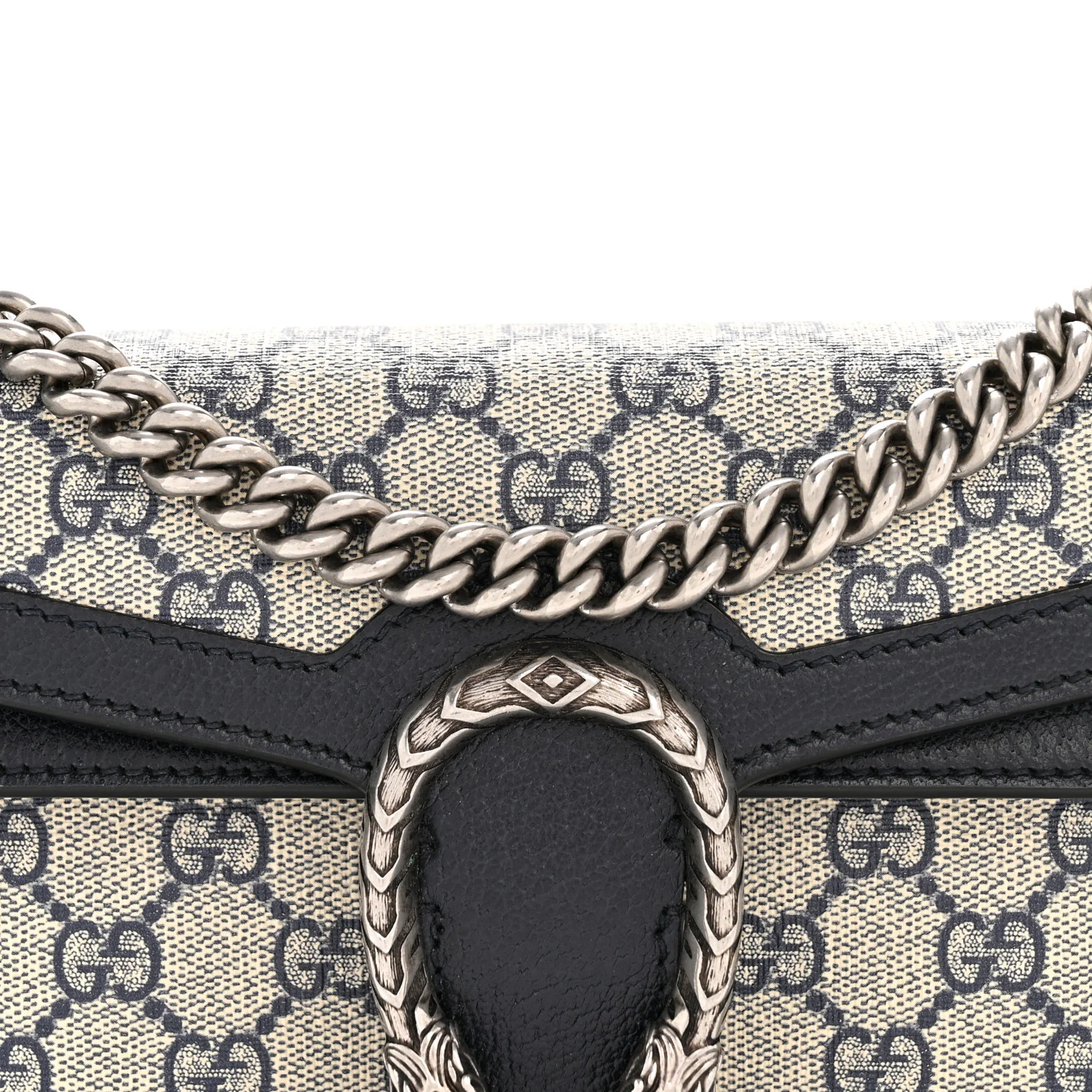 GG Supreme Monogram Textured Dollar Calfskin Small Rectangular Dionysus Shoulder Bag Beige Blue - Image 7