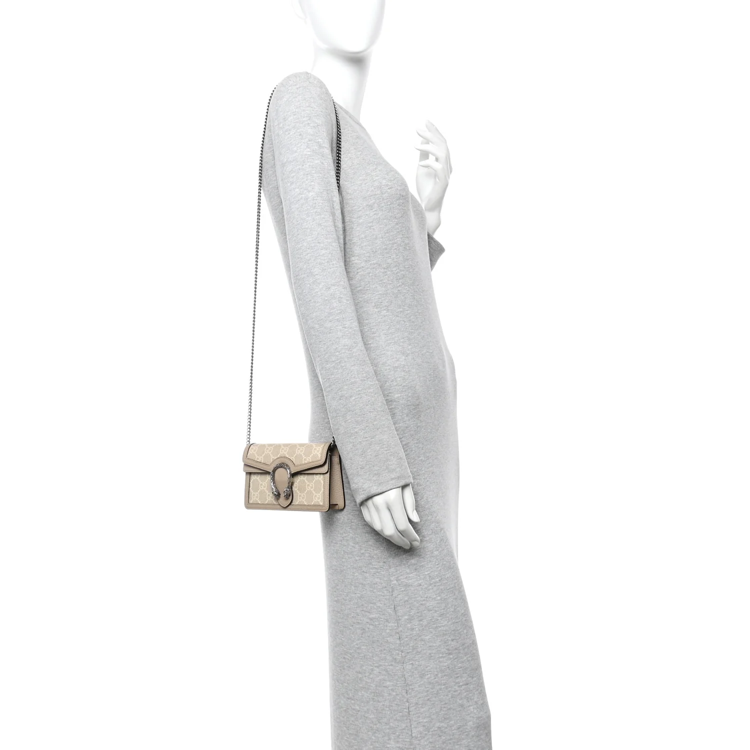 GG Supreme Monogram Textured Dollar Calfskin Super Mini Dionysus Shoulder Bag Beige Mystic White Oatmeal - Image 2