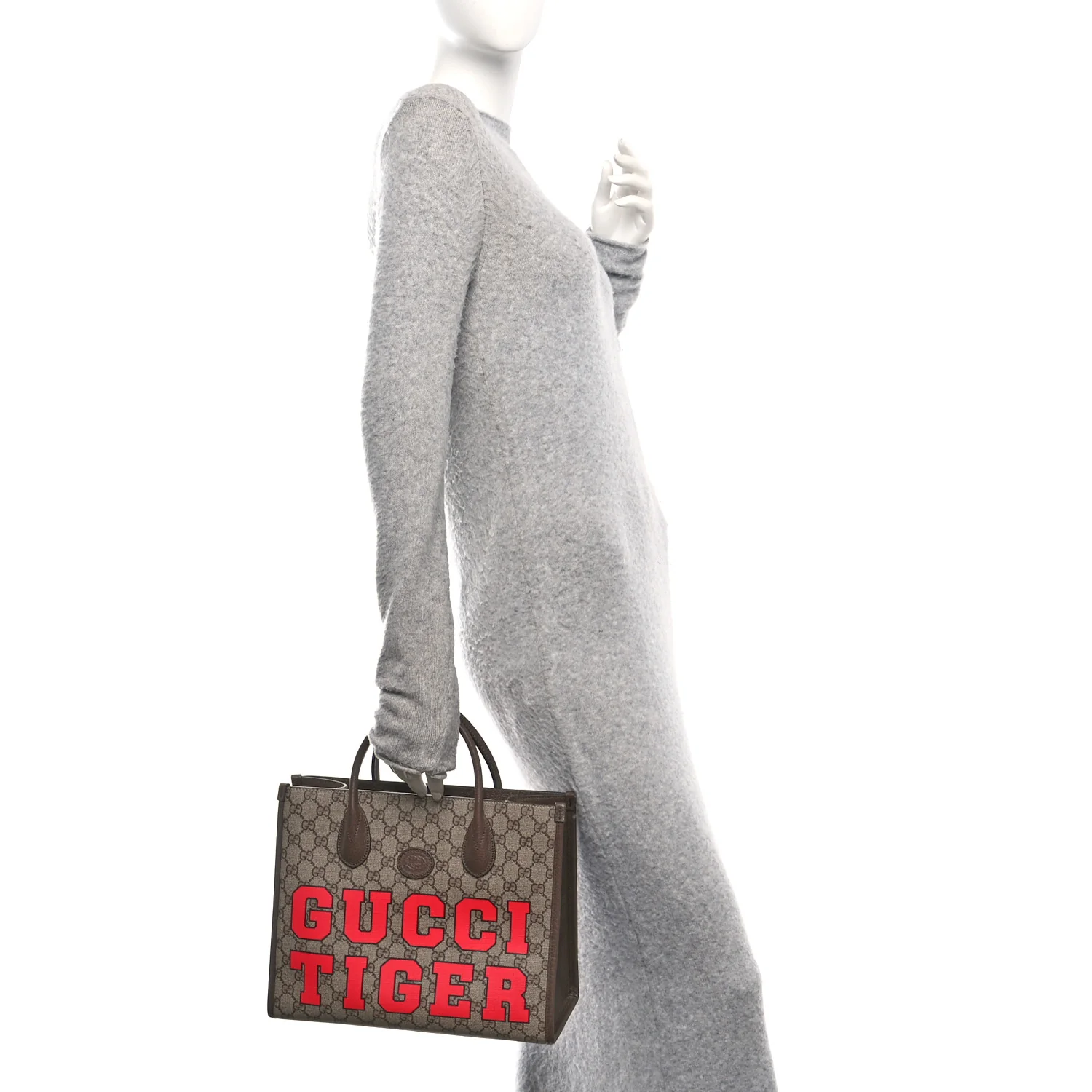 GG Supreme Monogram Textured Dollar Calfskin Web Gucci Tiger Small Retro Interlocking G Tote Bag Beige Ebony Live Red New Shamarock New Acero - Image 2
