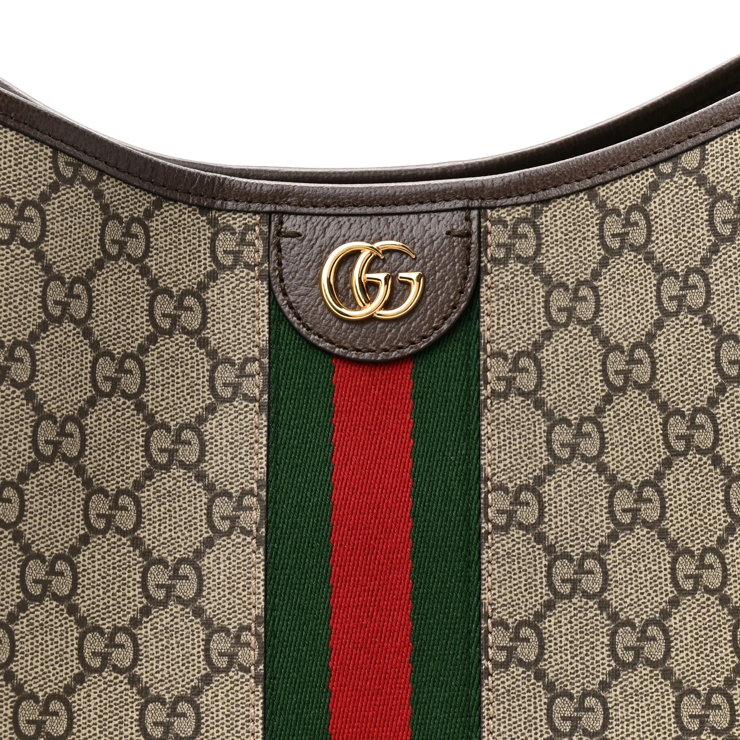 GG Supreme Monogram Textured Dollar Calfskin Web Large Ophidia Bucket Shoulder Bag Beige Ebony New Acero - Image 14