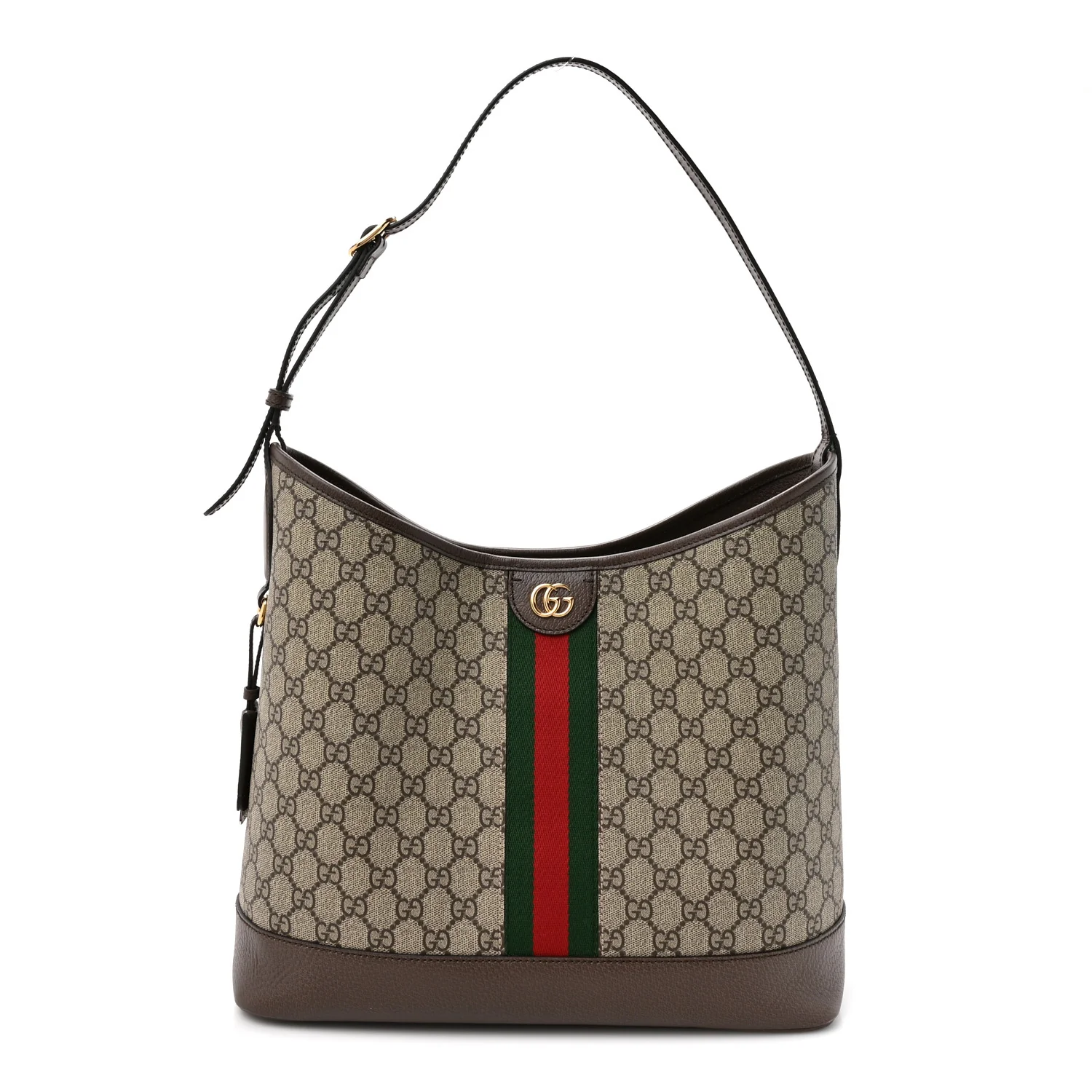 GG Supreme Monogram Textured Dollar Calfskin Web Large Ophidia Bucket Shoulder Bag Beige Ebony New Acero - Image 2