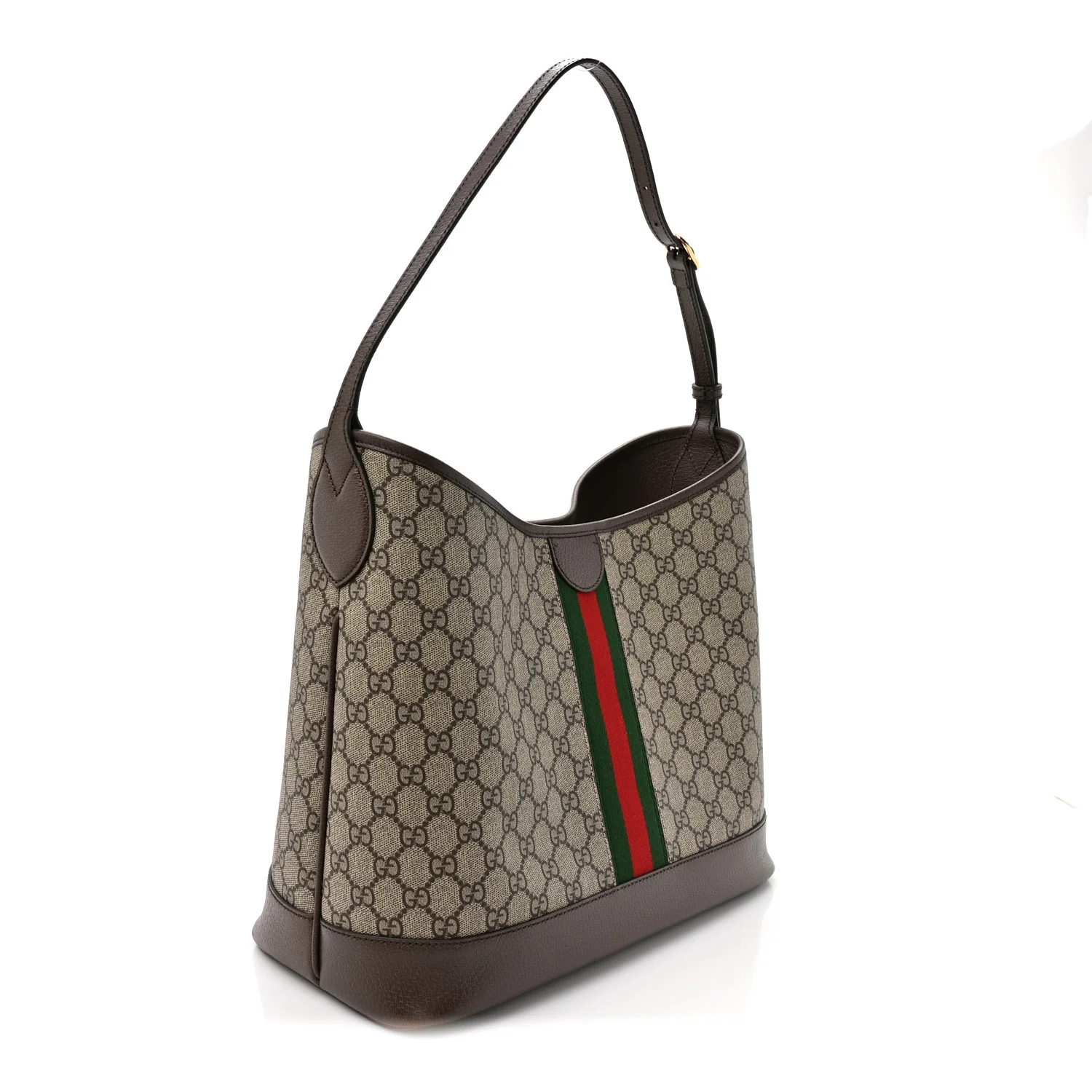 GG Supreme Monogram Textured Dollar Calfskin Web Large Ophidia Bucket Shoulder Bag Beige Ebony New Acero - Image 4