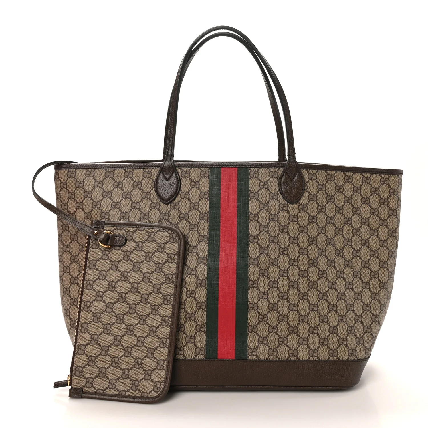 GG Supreme Monogram Textured Dollar Calfskin Web Large Ophidia Tote Beige Ebony New Acero - Image 3