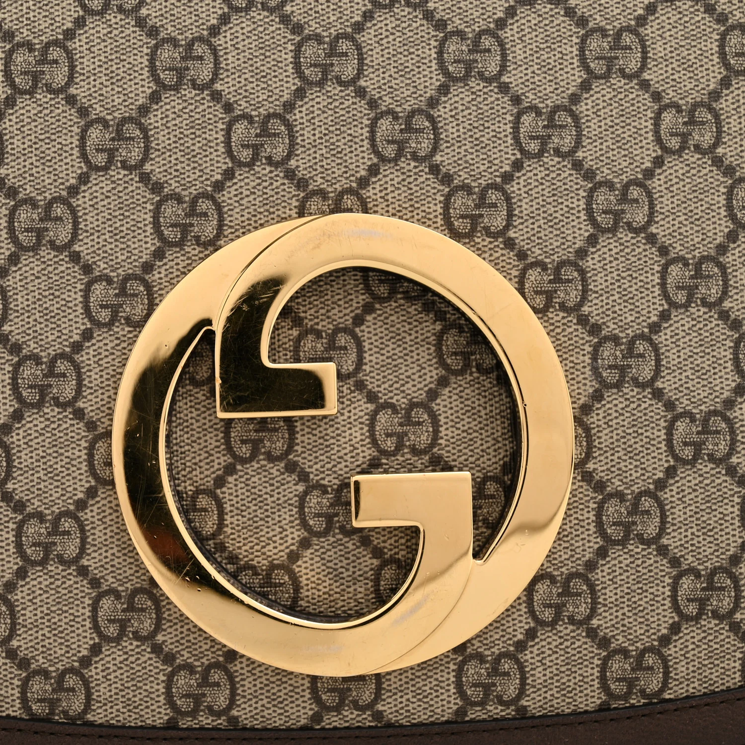 GG Supreme Monogram Textured Dollar Calfskin Web Medium Blondie Shoulder Flap Bag Beige Ebony New Acero - Image 12