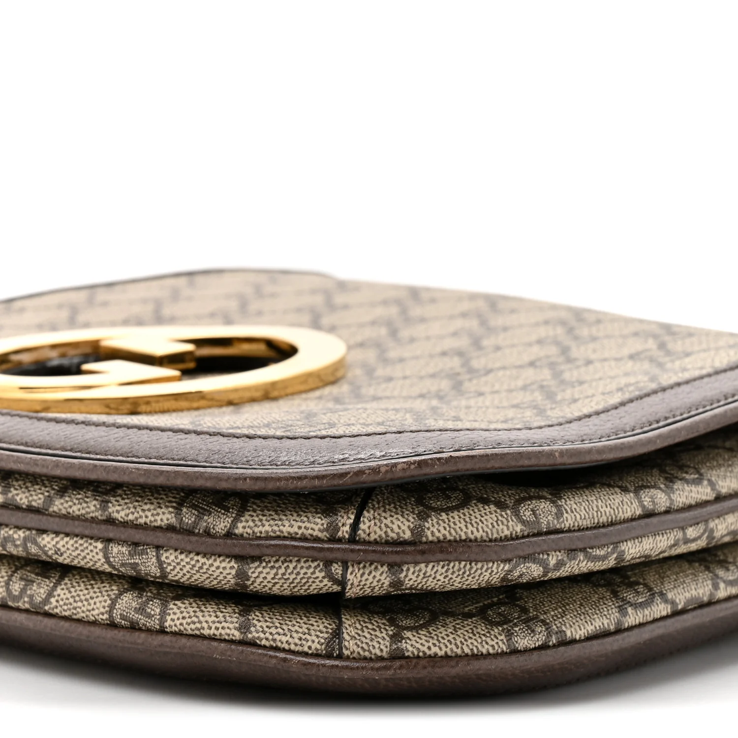 GG Supreme Monogram Textured Dollar Calfskin Web Medium Blondie Top Handle Shoulder Flap Bag Beige Ebony New Acero - Image 10
