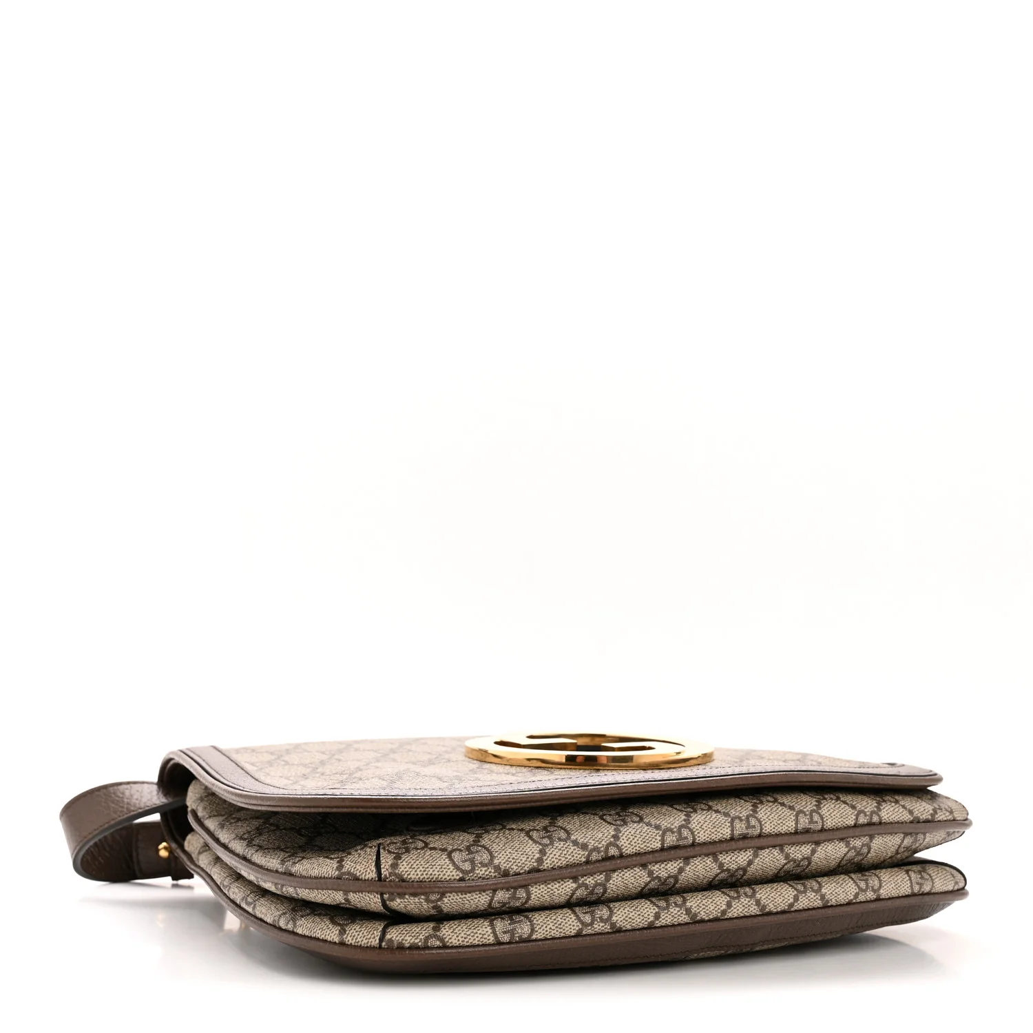 GG Supreme Monogram Textured Dollar Calfskin Web Medium Blondie Top Handle Shoulder Flap Bag Beige Ebony New Acero - Image 4