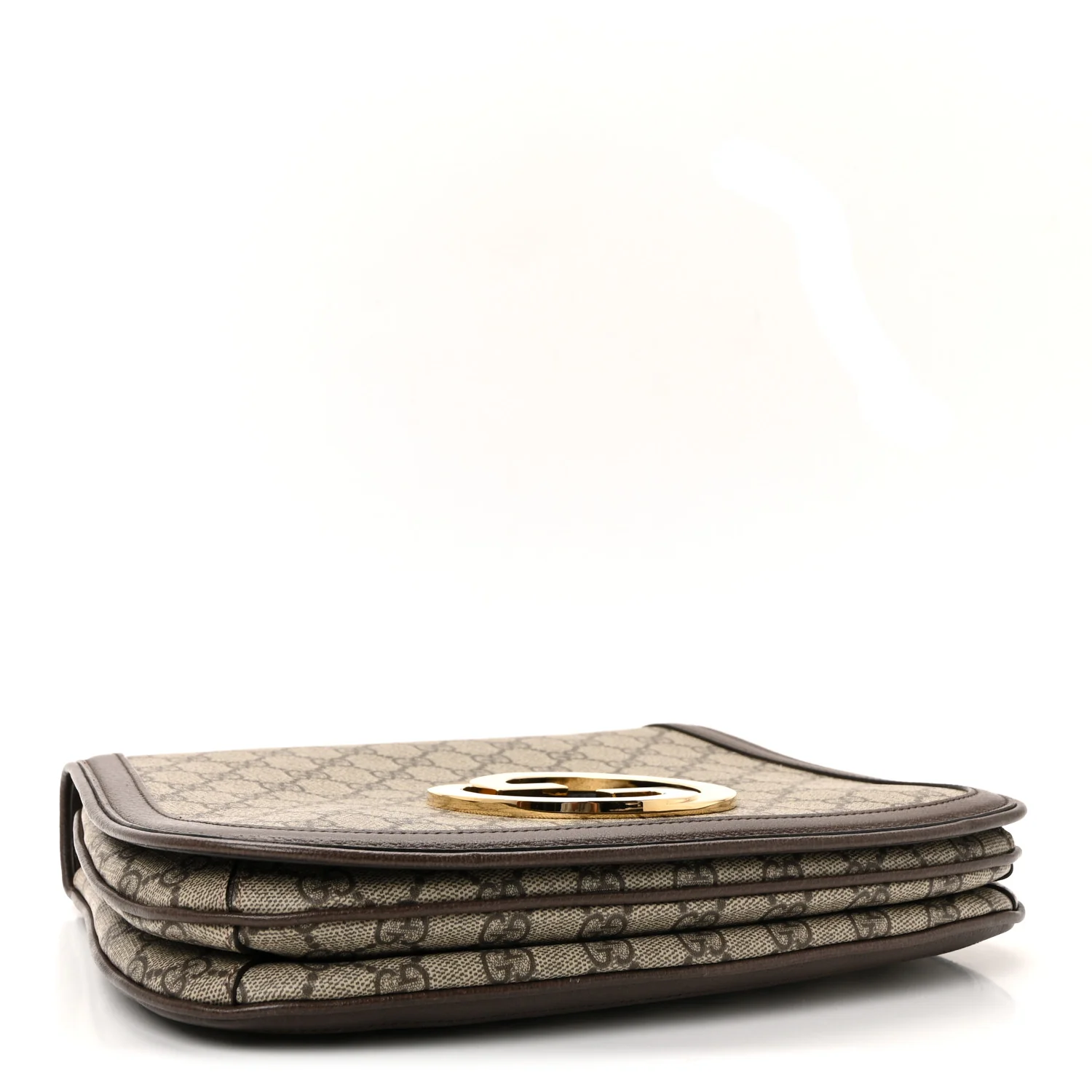 GG Supreme Monogram Textured Dollar Calfskin Web Medium Blondie Top Handle Shoulder Flap Bag Beige Ebony New Acero - Image 6