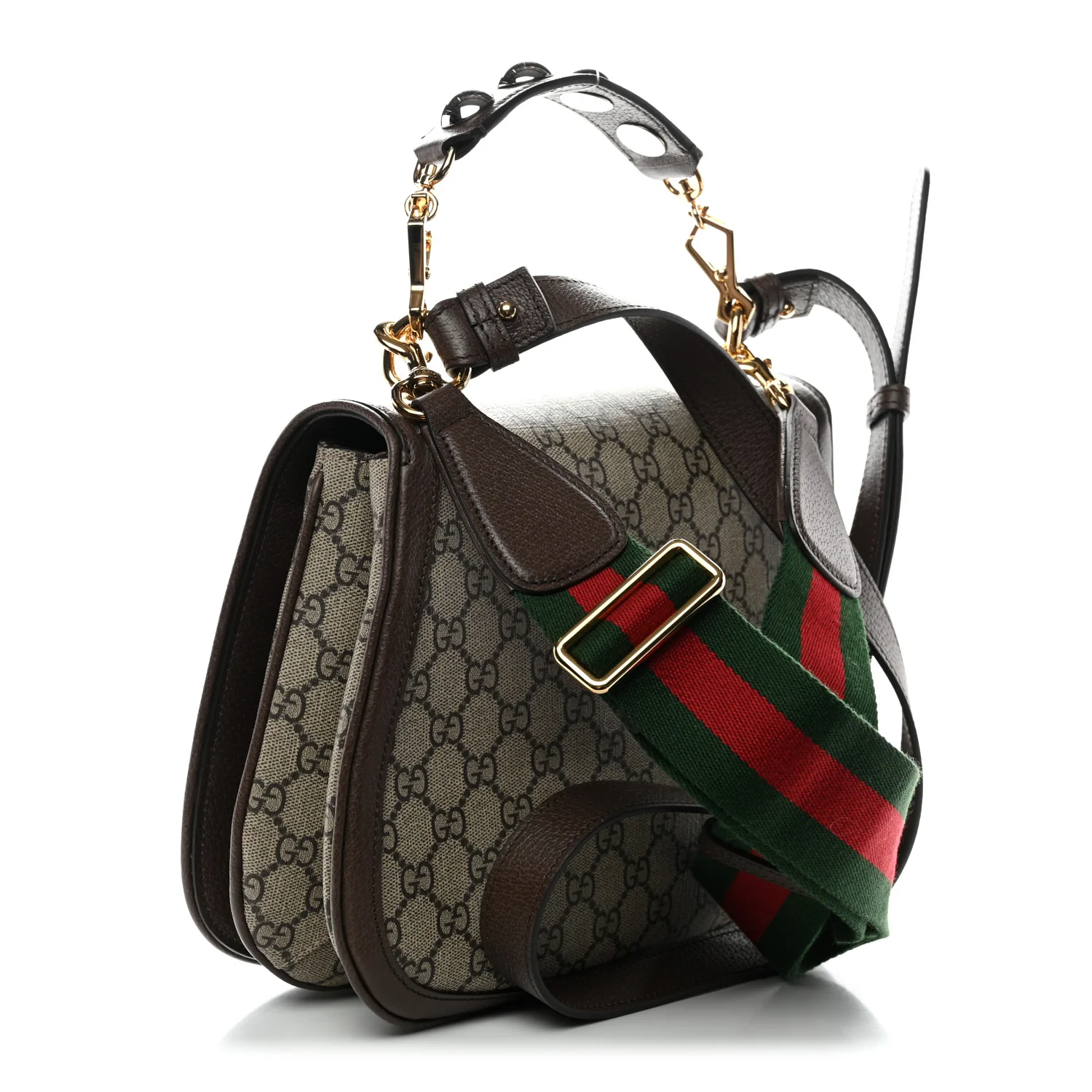 GG Supreme Monogram Textured Dollar Calfskin Web Medium Blondie Top Handle Shoulder Flap Bag Beige Ebony New Acero - Image 3