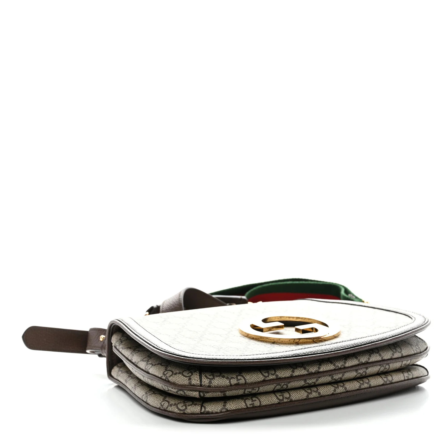 GG Supreme Monogram Textured Dollar Calfskin Web Medium Blondie Top Handle Shoulder Flap Bag Beige Ebony New Acero - Image 4