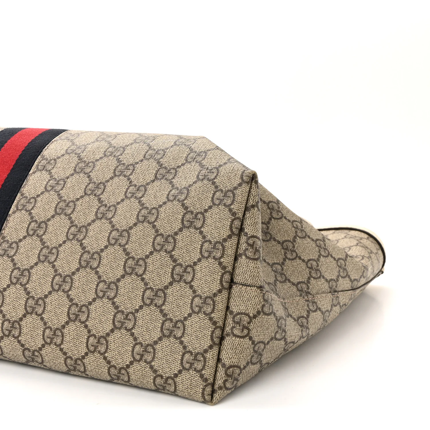 GG Supreme Monogram Textured Dollar Calfskin Web Medium Ophidia Shopping Tote Beige Ebony Mystic White - Image 10