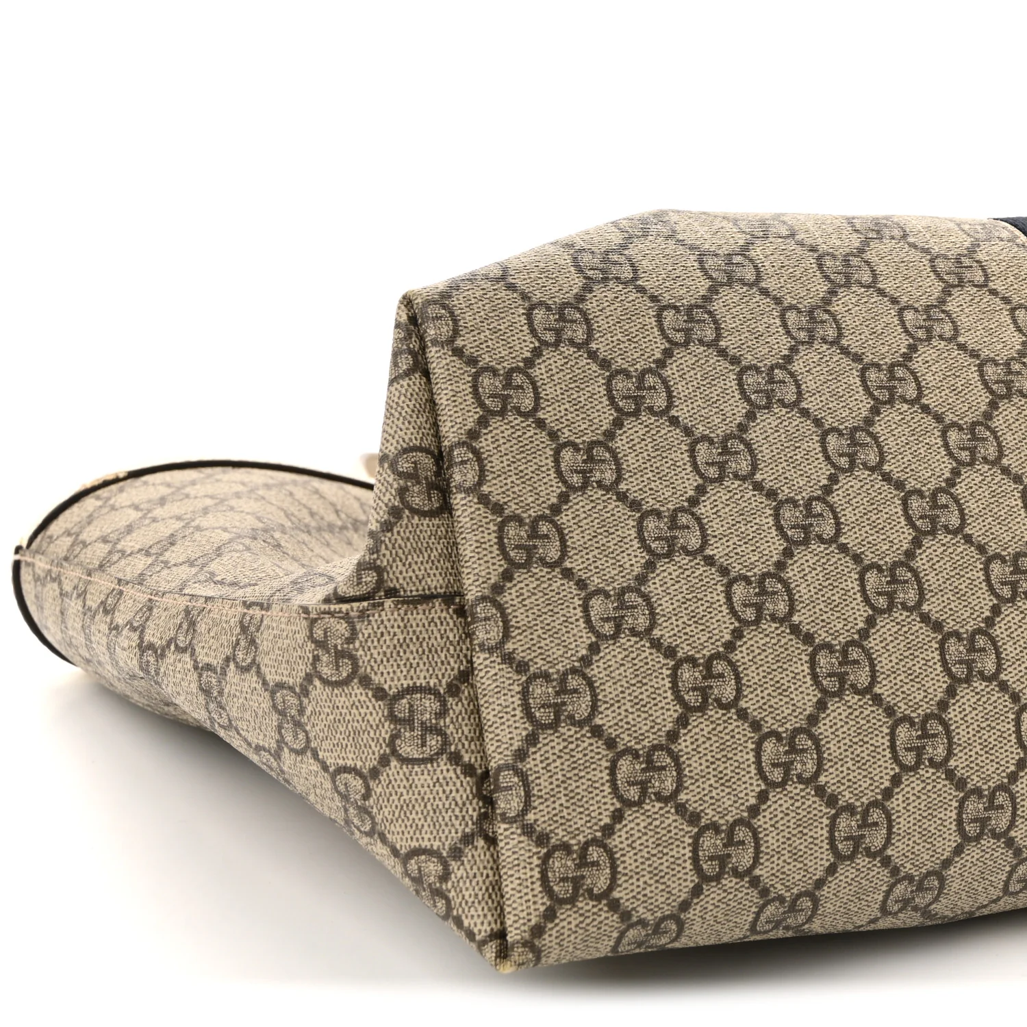 GG Supreme Monogram Textured Dollar Calfskin Web Medium Ophidia Shopping Tote Beige Ebony Mystic White - Image 9