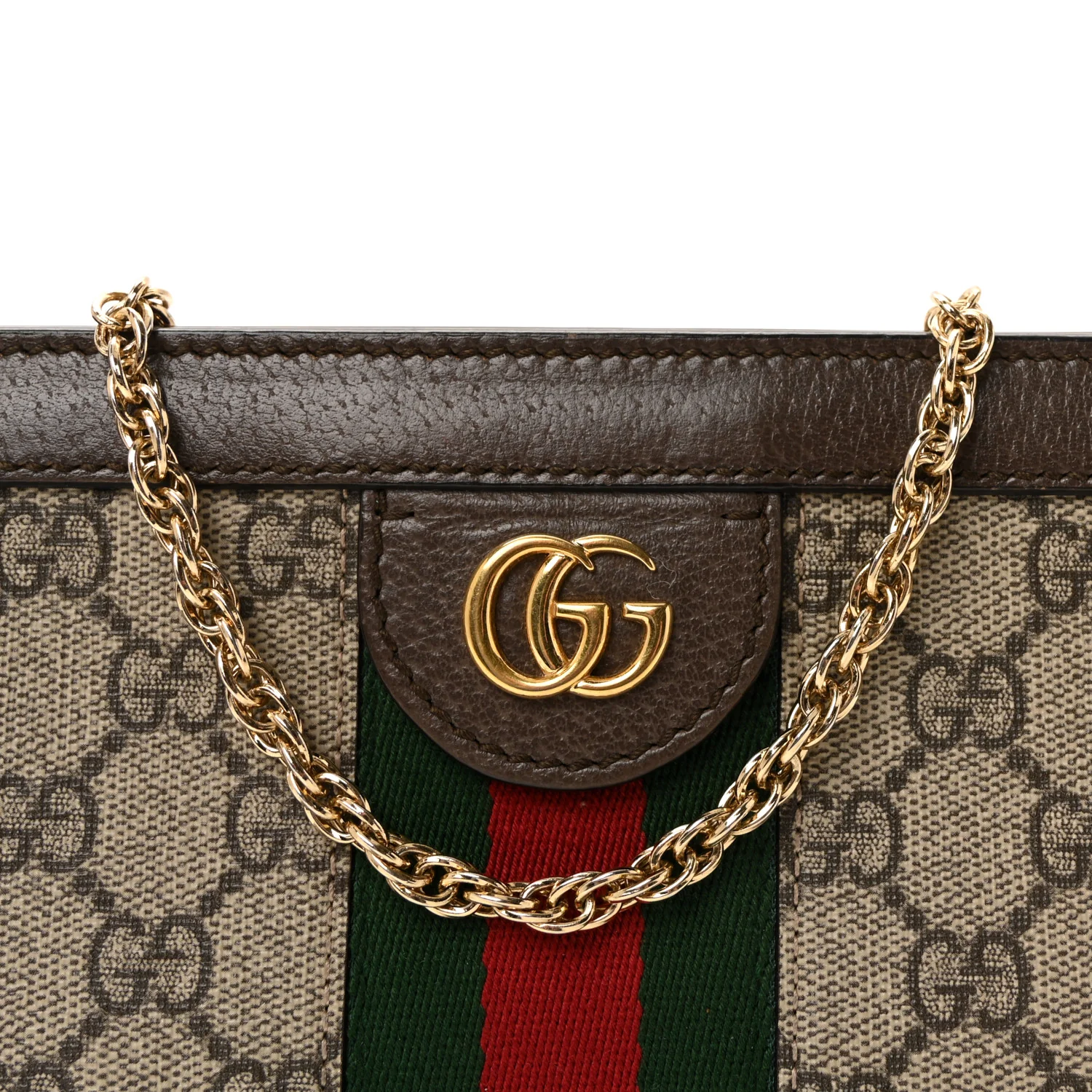 GG Supreme Monogram Textured Dollar Calfskin Web Mini Ophidia Chain Shoulder Bag Beige Ebony New Acero - Image 8