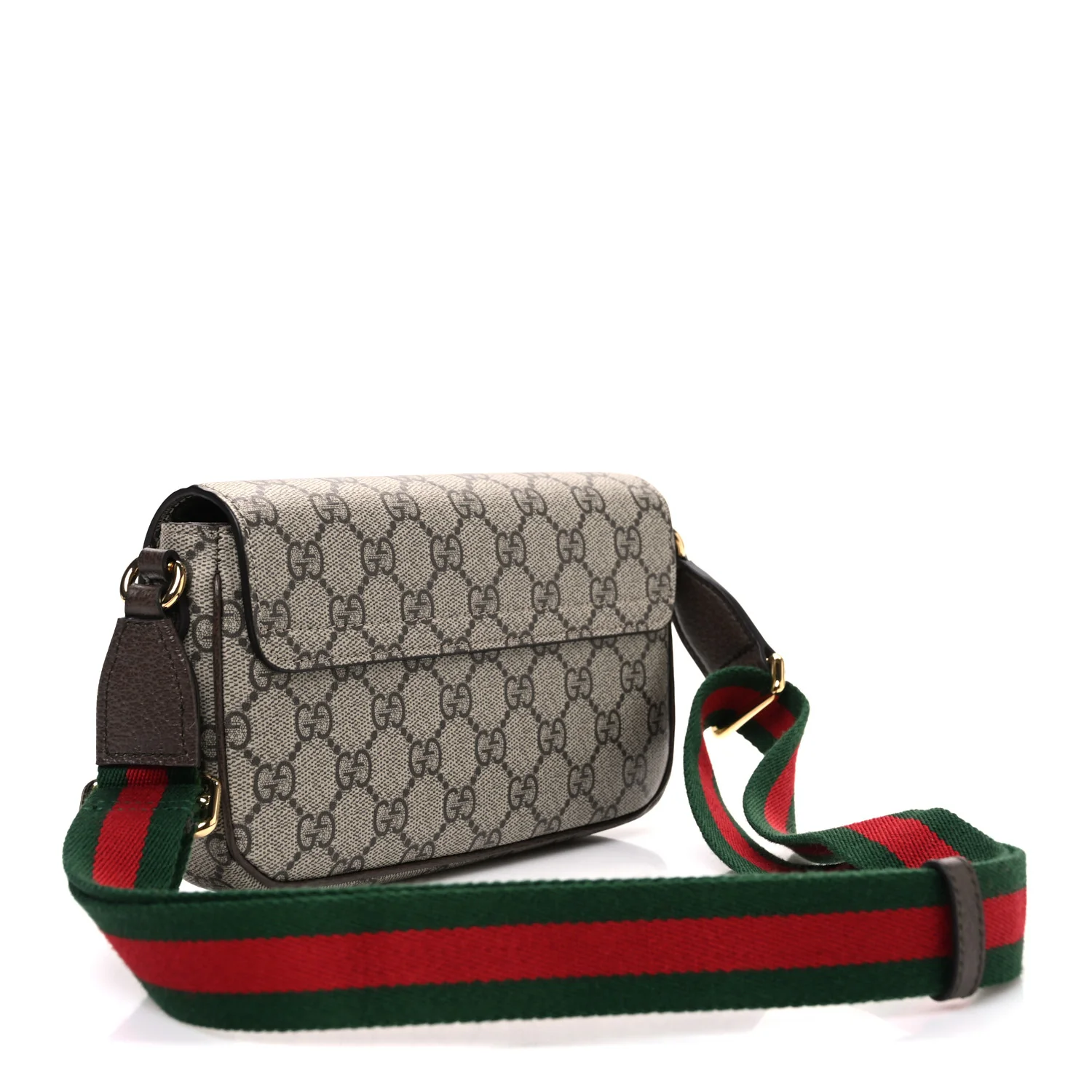 GG Supreme Monogram Textured Dollar Calfskin Web Mini Ophidia Envelope Shoulder Bag Beige Ebony New Acero - Image 3