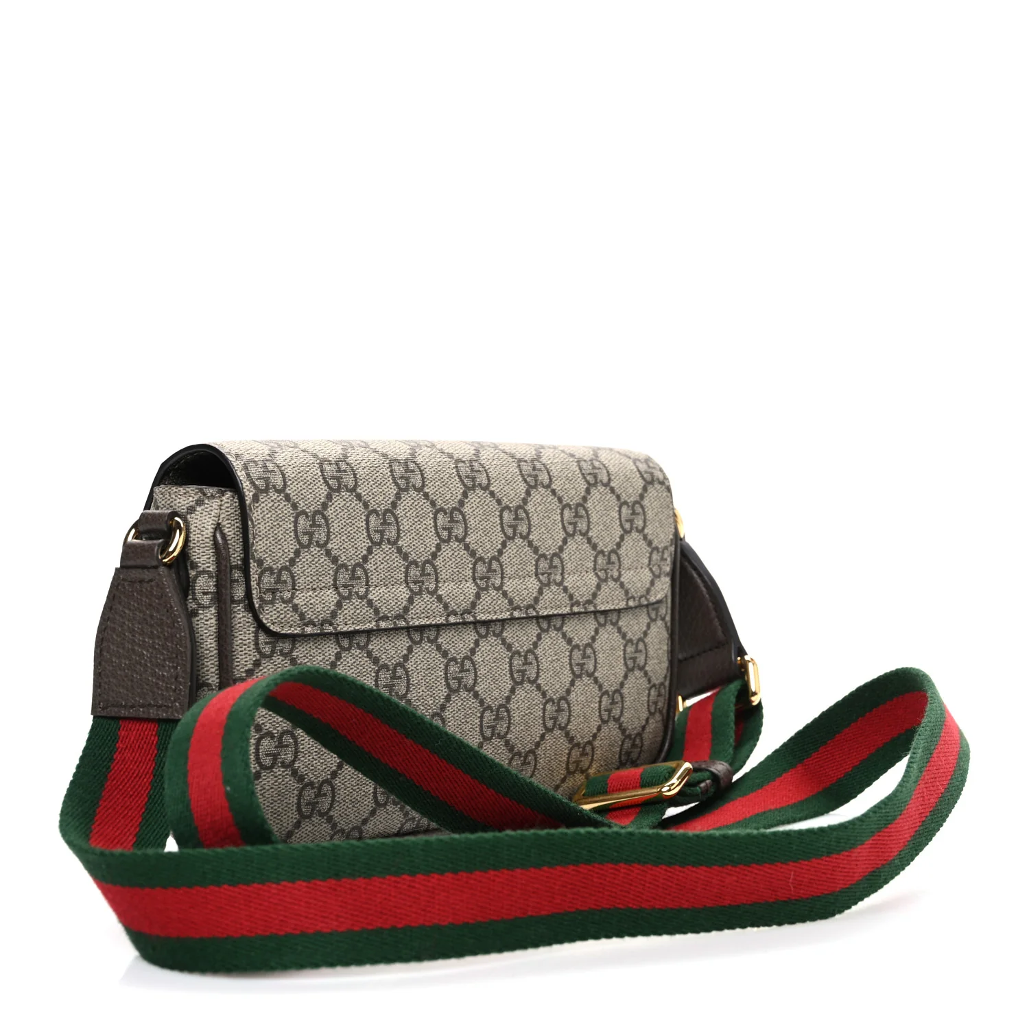 GG Supreme Monogram Textured Dollar Calfskin Web Mini Ophidia Envelope Shoulder Bag Beige Ebony New Acero - Image 3