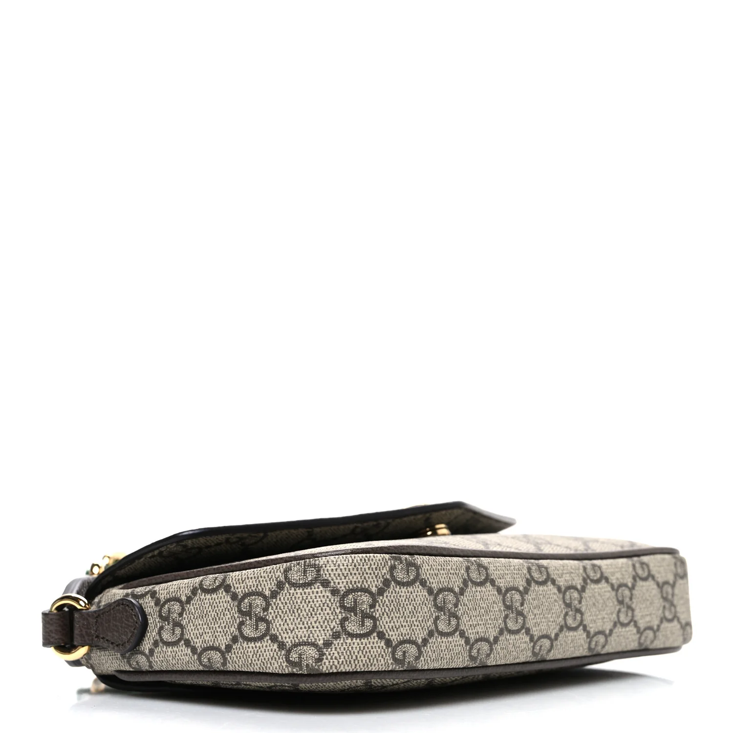 GG Supreme Monogram Textured Dollar Calfskin Web Mini Ophidia Envelope Shoulder Bag Beige Ebony New Acero - Image 4