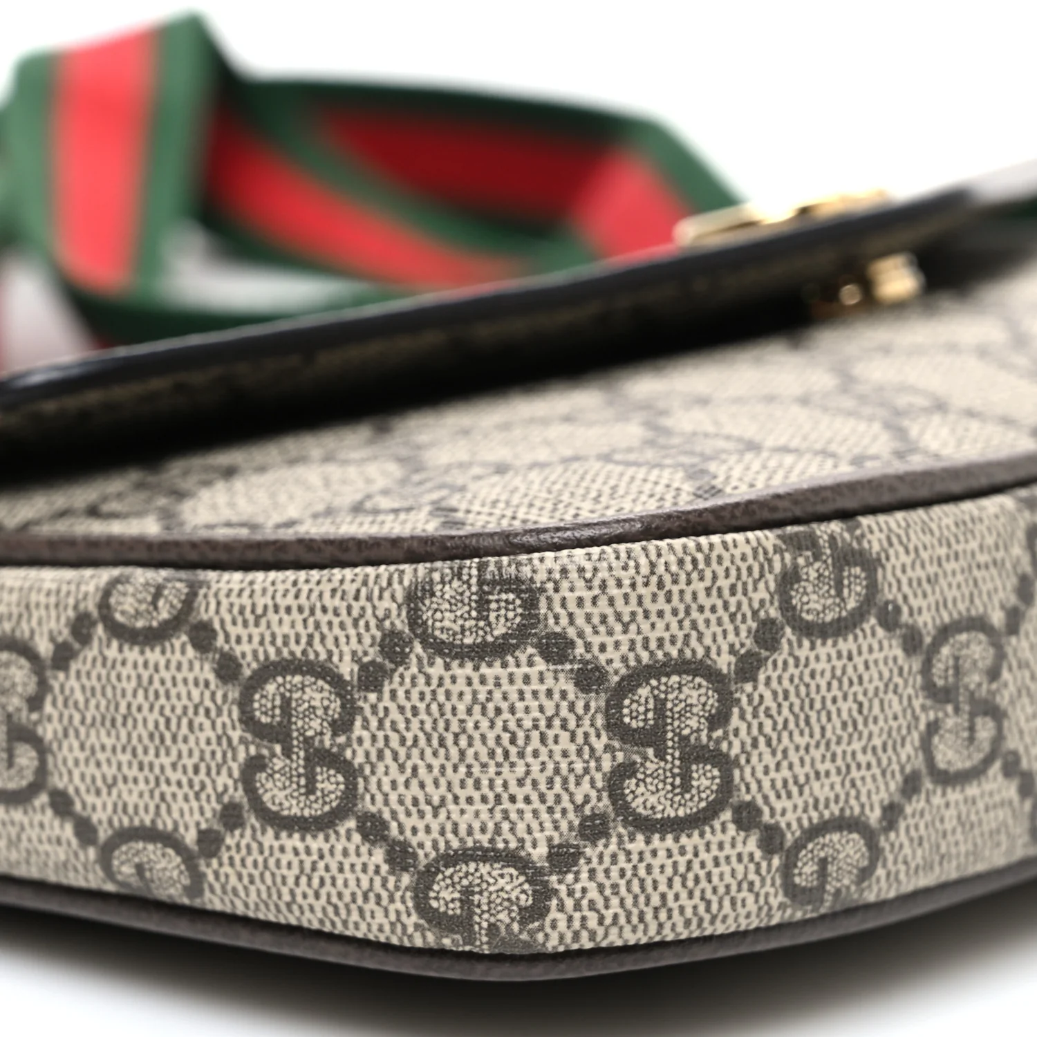 GG Supreme Monogram Textured Dollar Calfskin Web Mini Ophidia Envelope Shoulder Bag Beige Ebony New Acero - Image 9